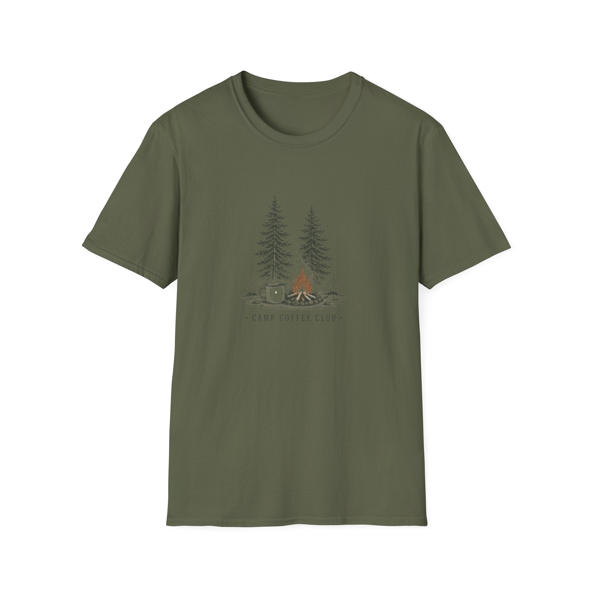 Campfire Coffee Tee — Cozy Camping & Coffee Nature T-Shirt