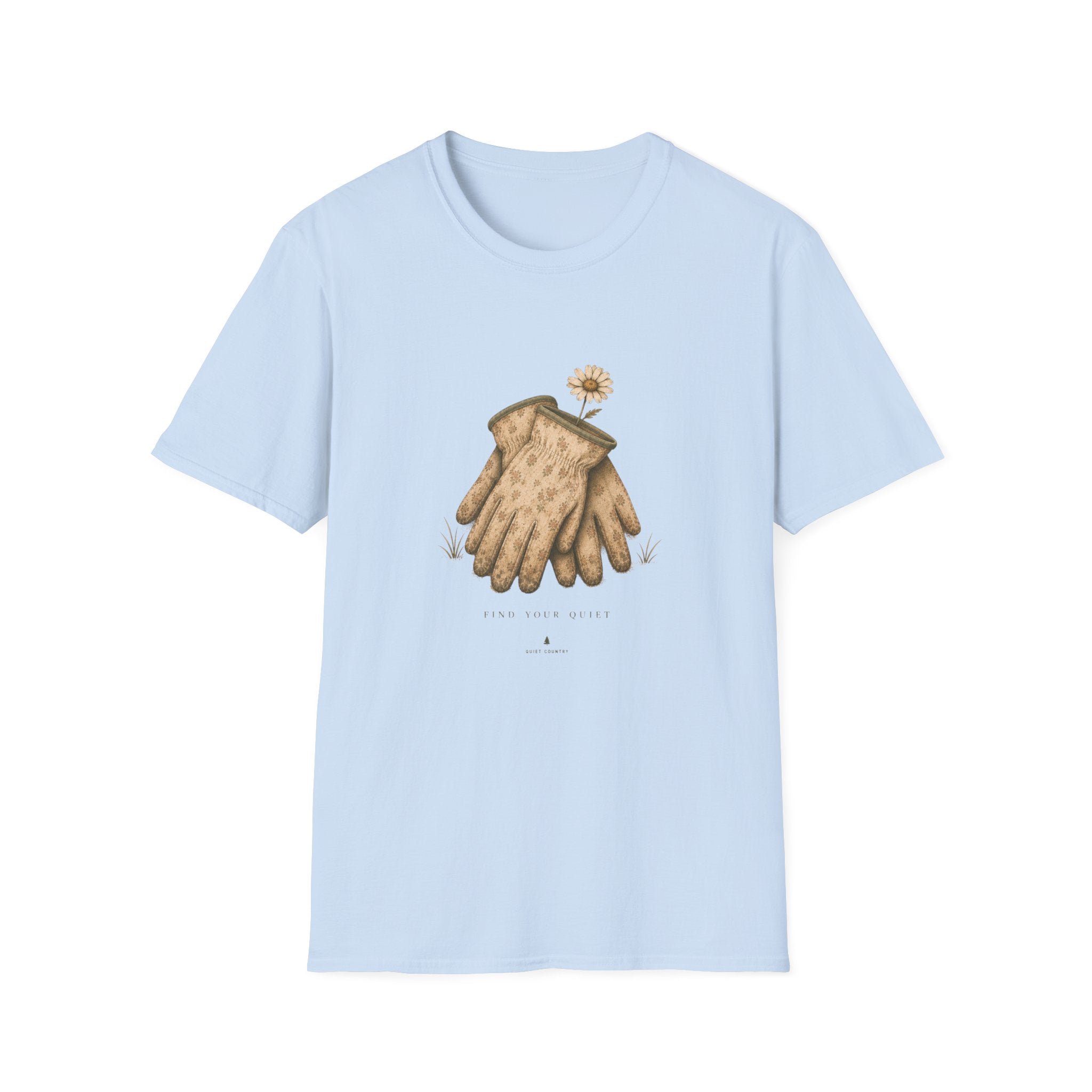 Gardening Gloves T-Shirt — Vintage Glove & Daisy Graphic