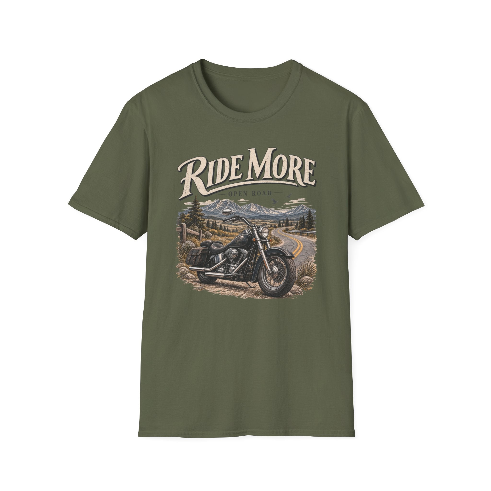 Ride More Motorcycle T‑Shirt — Open Road Scenic Biker Graphic Tee