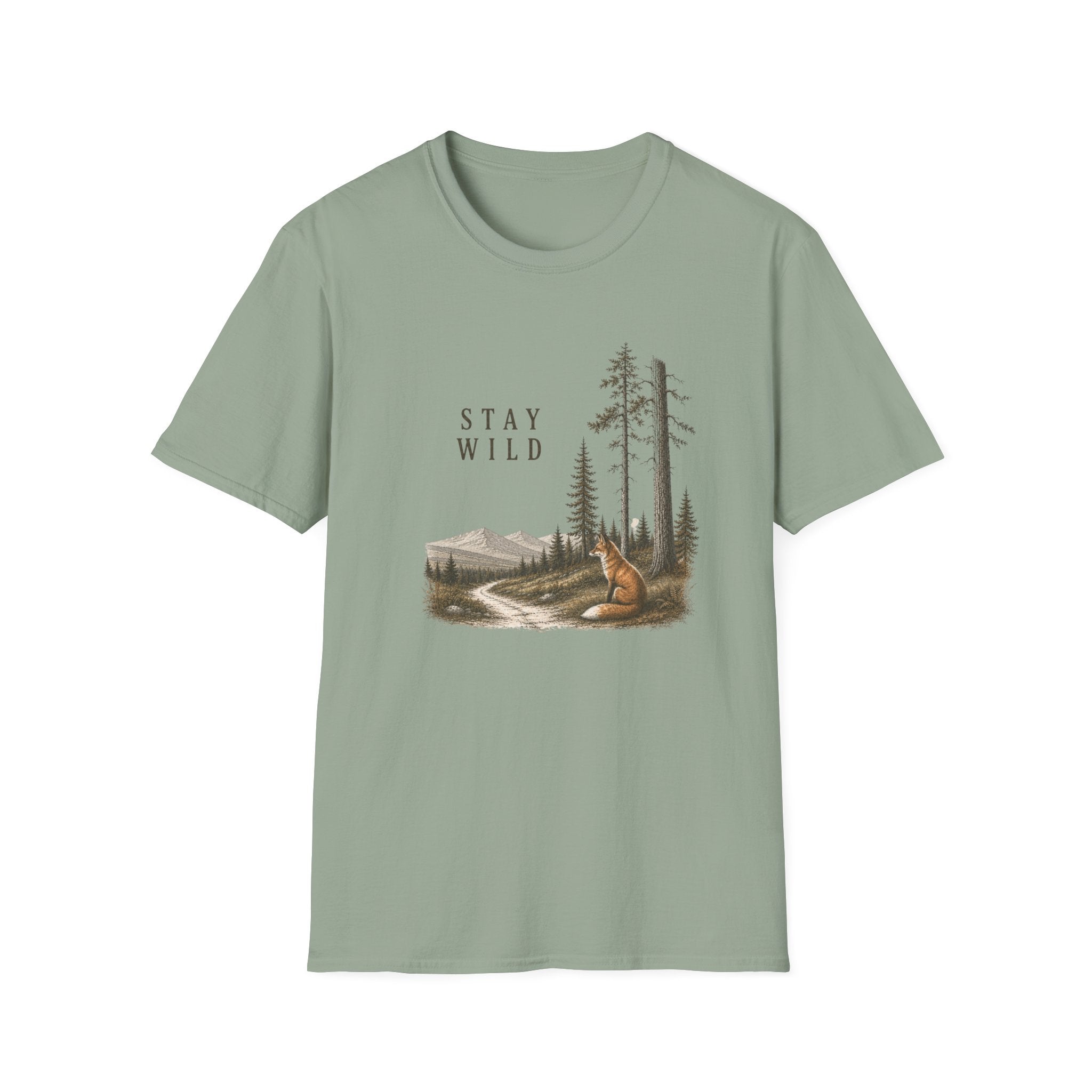 Stay Wild Fox Nature T-Shirt — Scenic Forest Mountains Tee