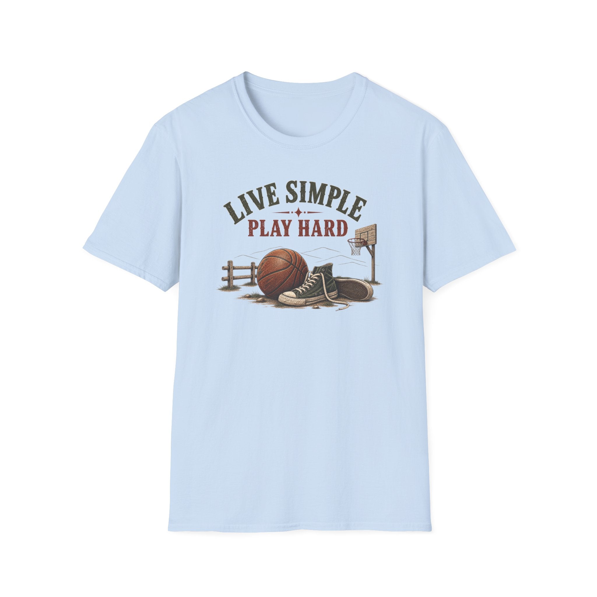 Live Simple Play Hard Basketball T‑Shirt — Casual Sports Tee for Players & Fans
