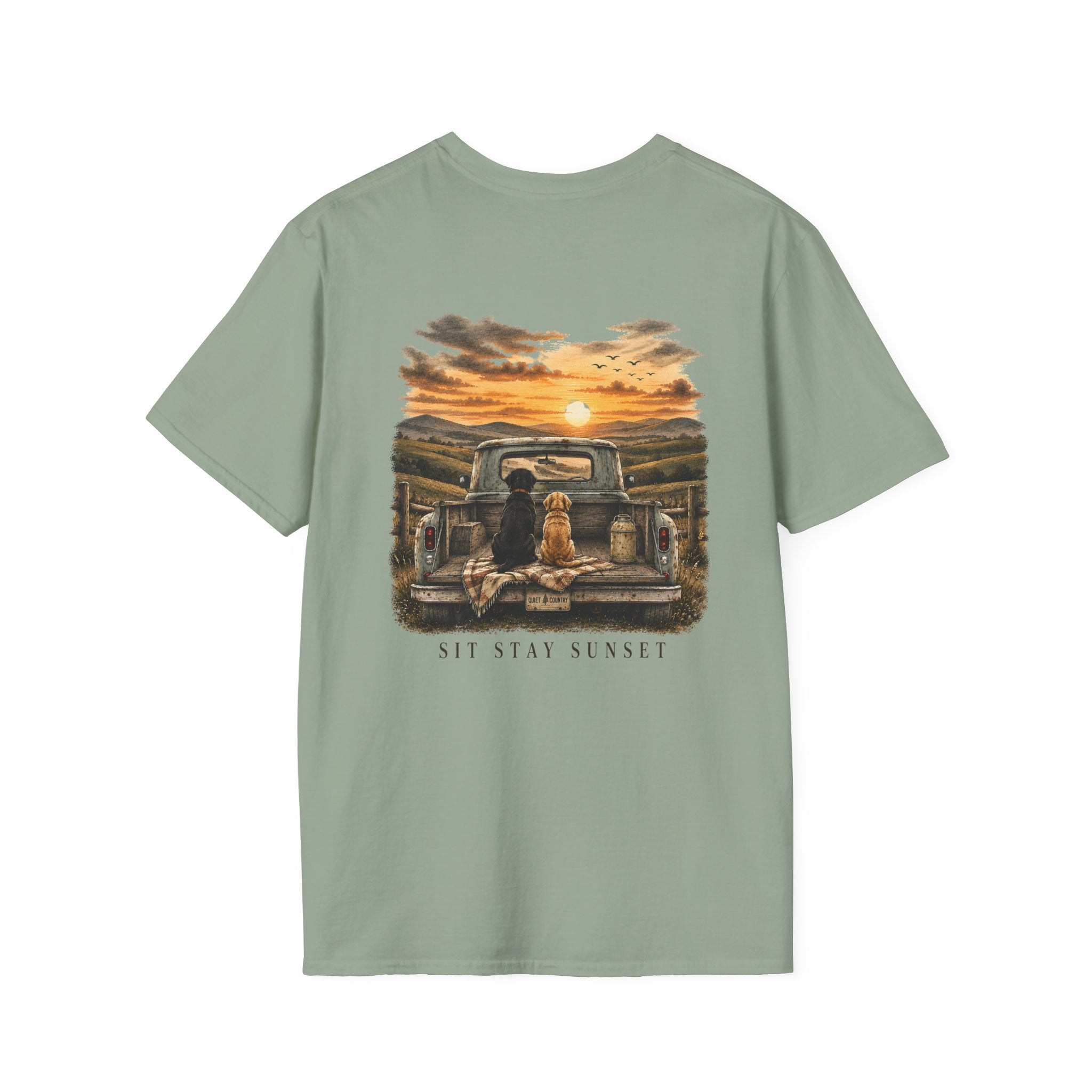 Sit Stay Sunset— Dogs Casual Tee