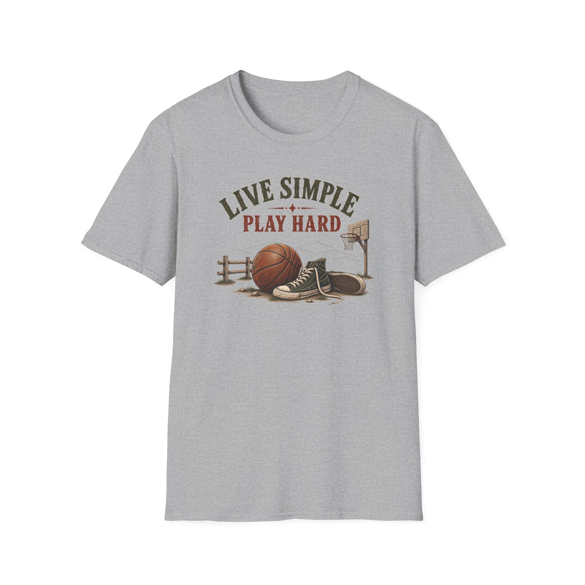 Live Simple Play Hard Basketball T‑Shirt — Casual Sports Tee for Players & Fans