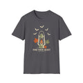 Lantern & Bats Tee — "Find Your Quiet" Autumn Graphic T-Shirt