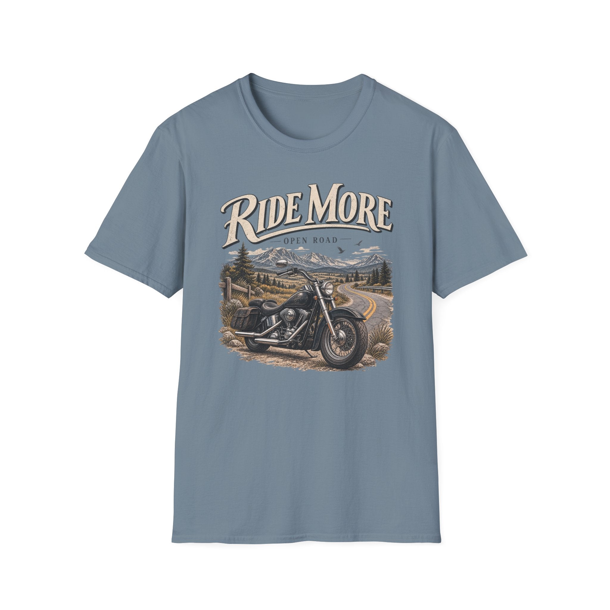 Ride More Motorcycle T‑Shirt — Open Road Scenic Biker Graphic Tee