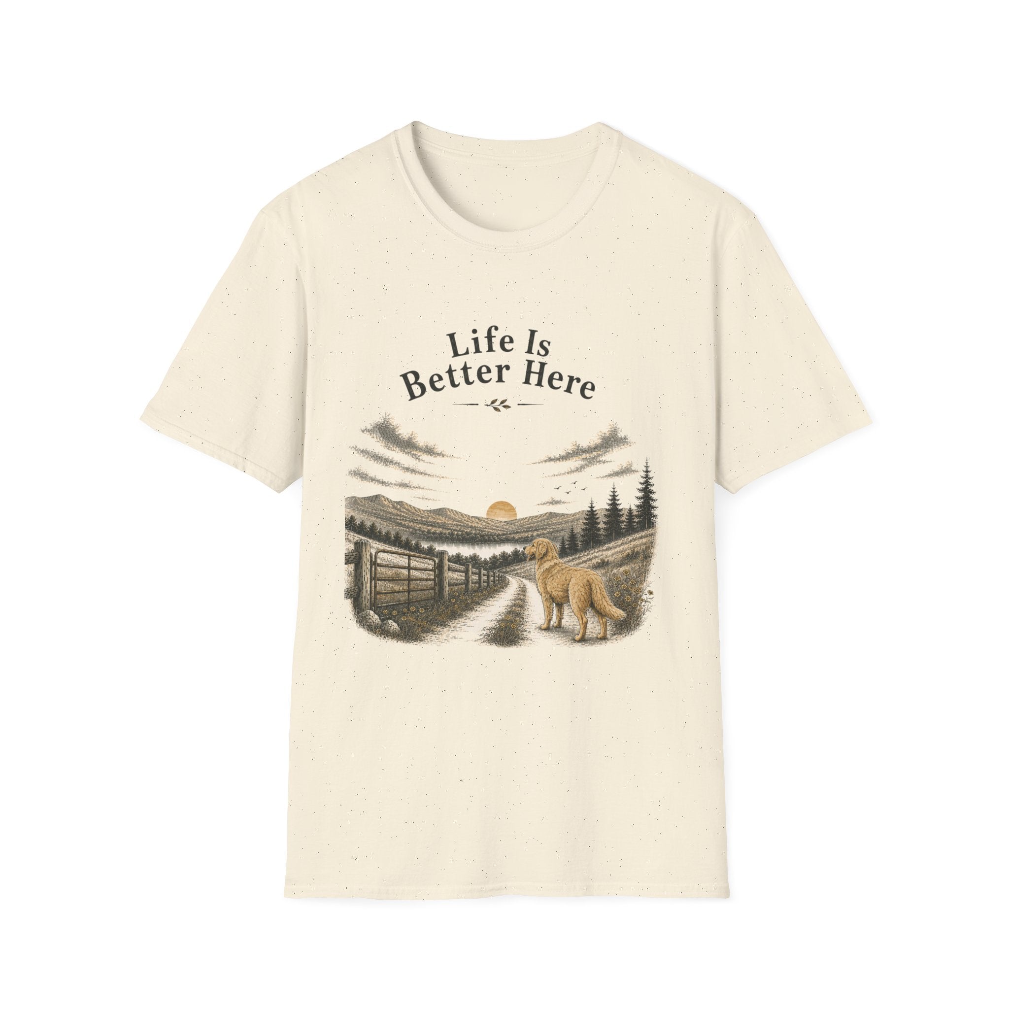 T-Shirt — "Life Is Better Here" Golden Retreiver