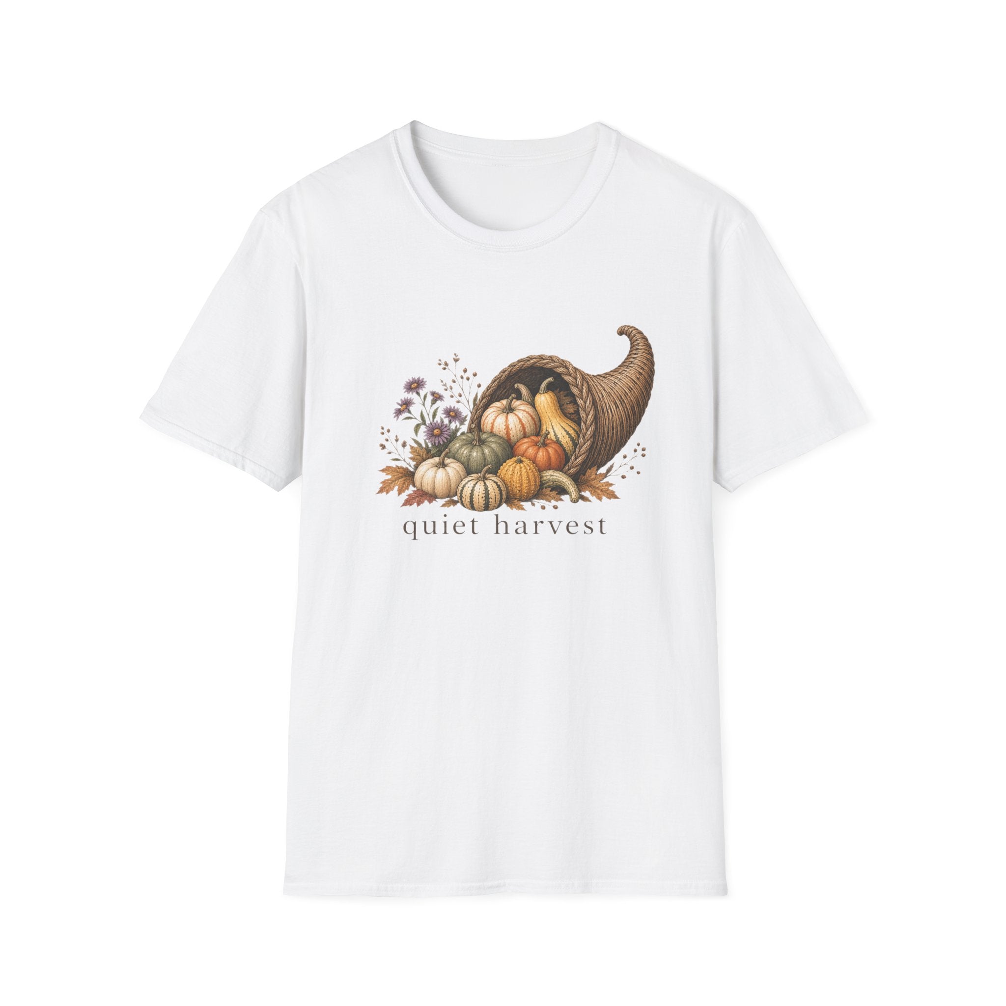 Cornucopia Fall T-Shirt — 'Quiet Harvest' Autumn Pumpkin Tee