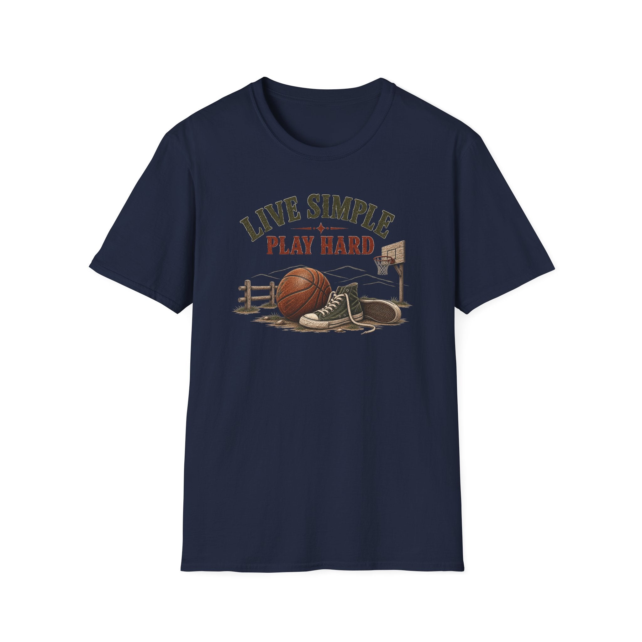 Live Simple Play Hard Basketball T‑Shirt — Casual Sports Tee for Players & Fans