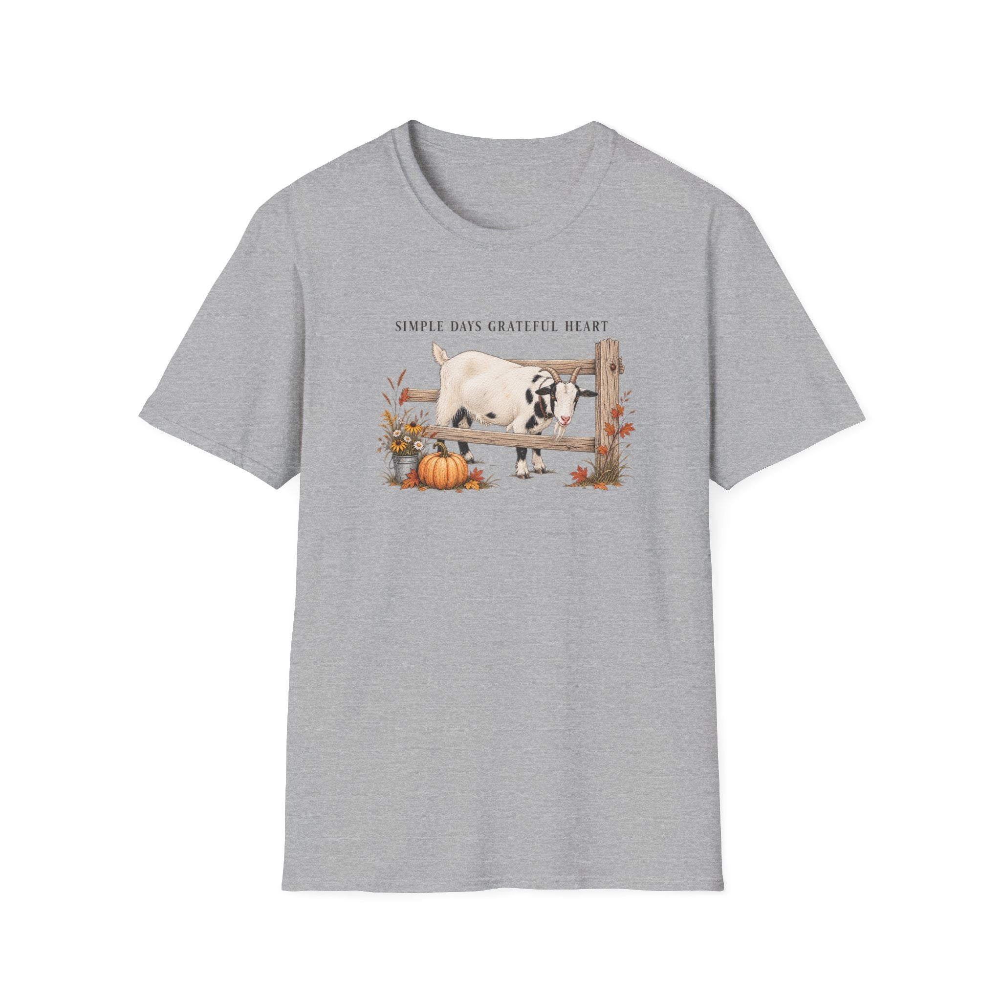 Goat Farm “Simple Days Grateful Heart” T-Shirt — Cozy Farmhouse Fall Tee