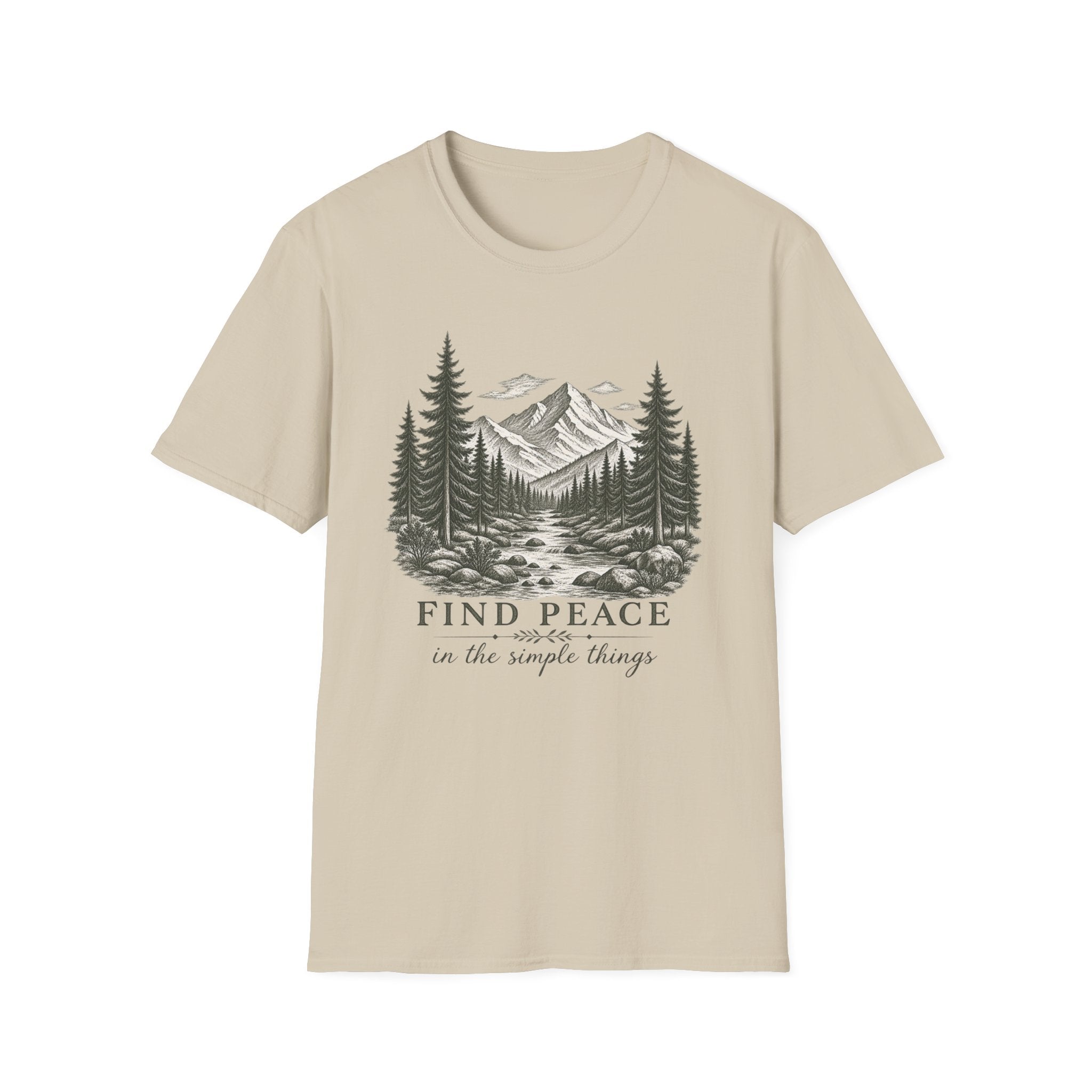 Find Peace Mountain T-Shirt — Vintage Forest Scenic Tee