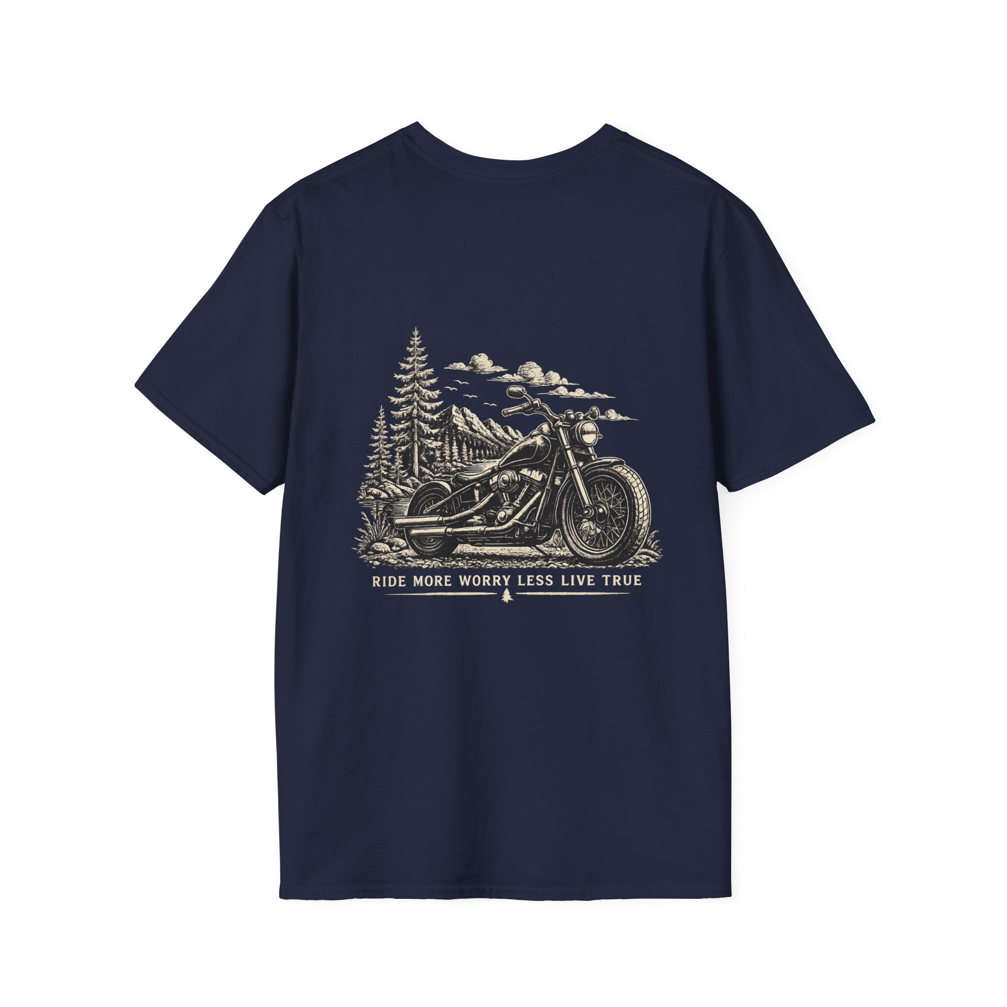 Motorcycle Tee — Classic Black Minimal Everyday T‑Shirt (Back Design)