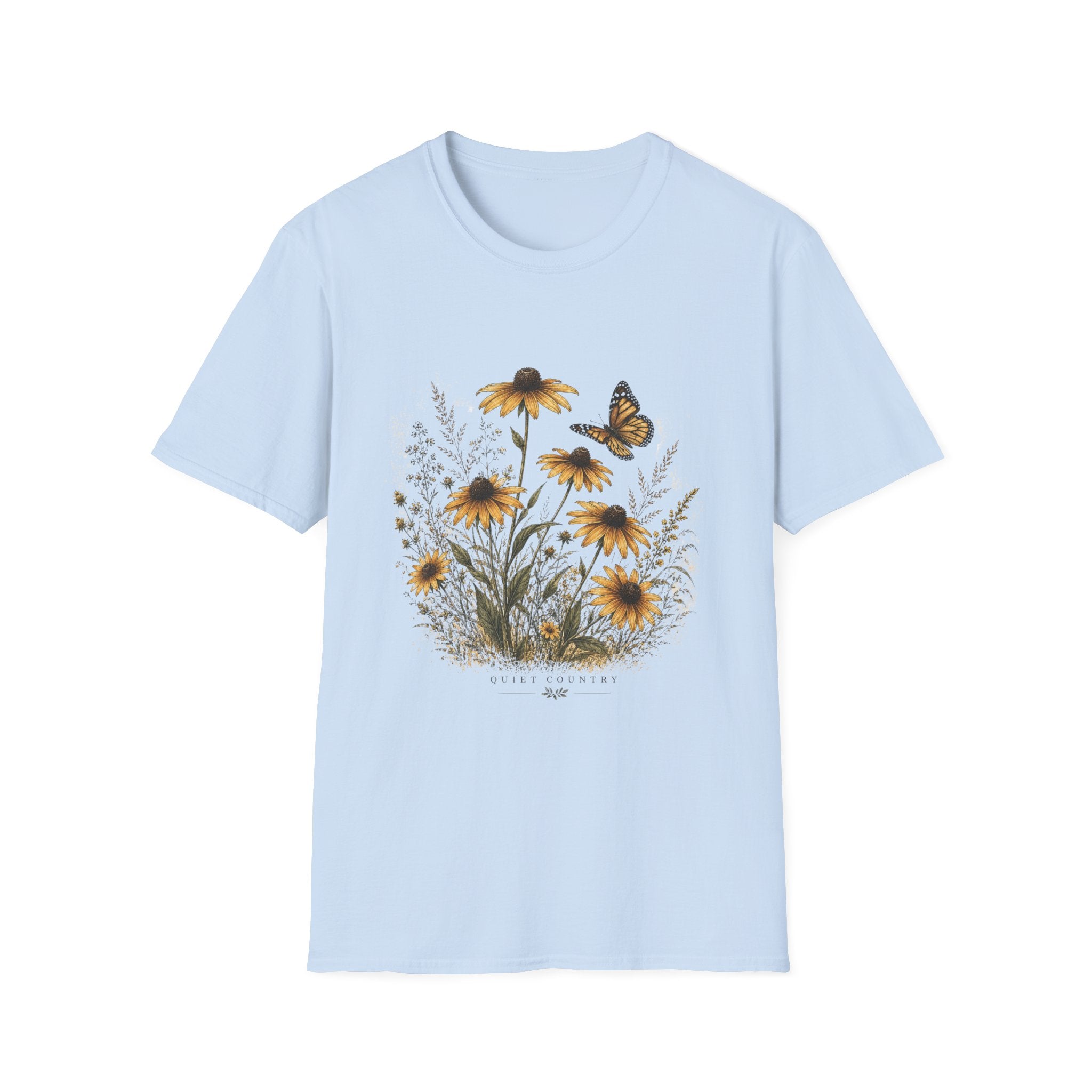 Sunflower & Monarch T-Shirt — Botanical Butterfly Floral Tee