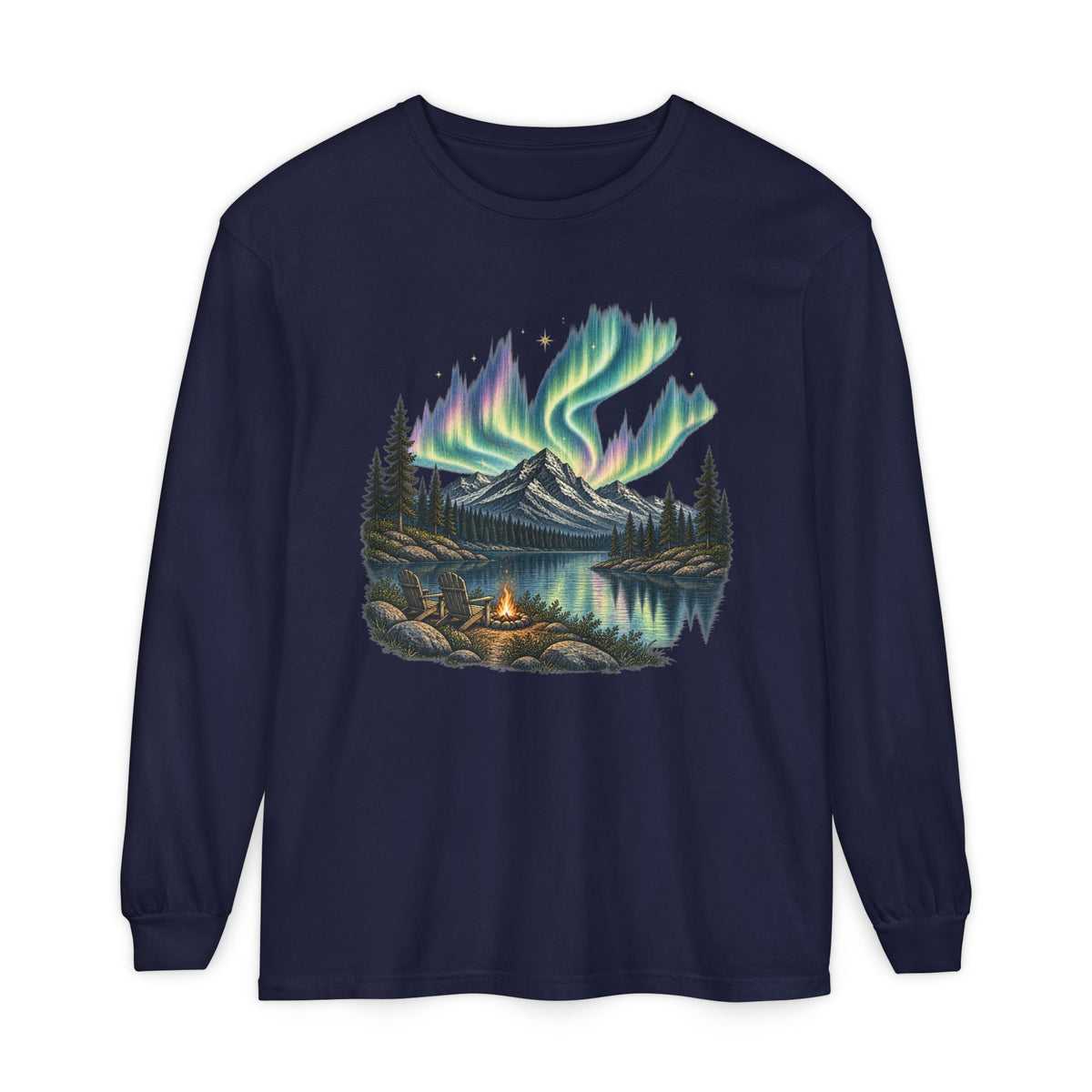 Aurora Night Camping Long Sleeve Tee
