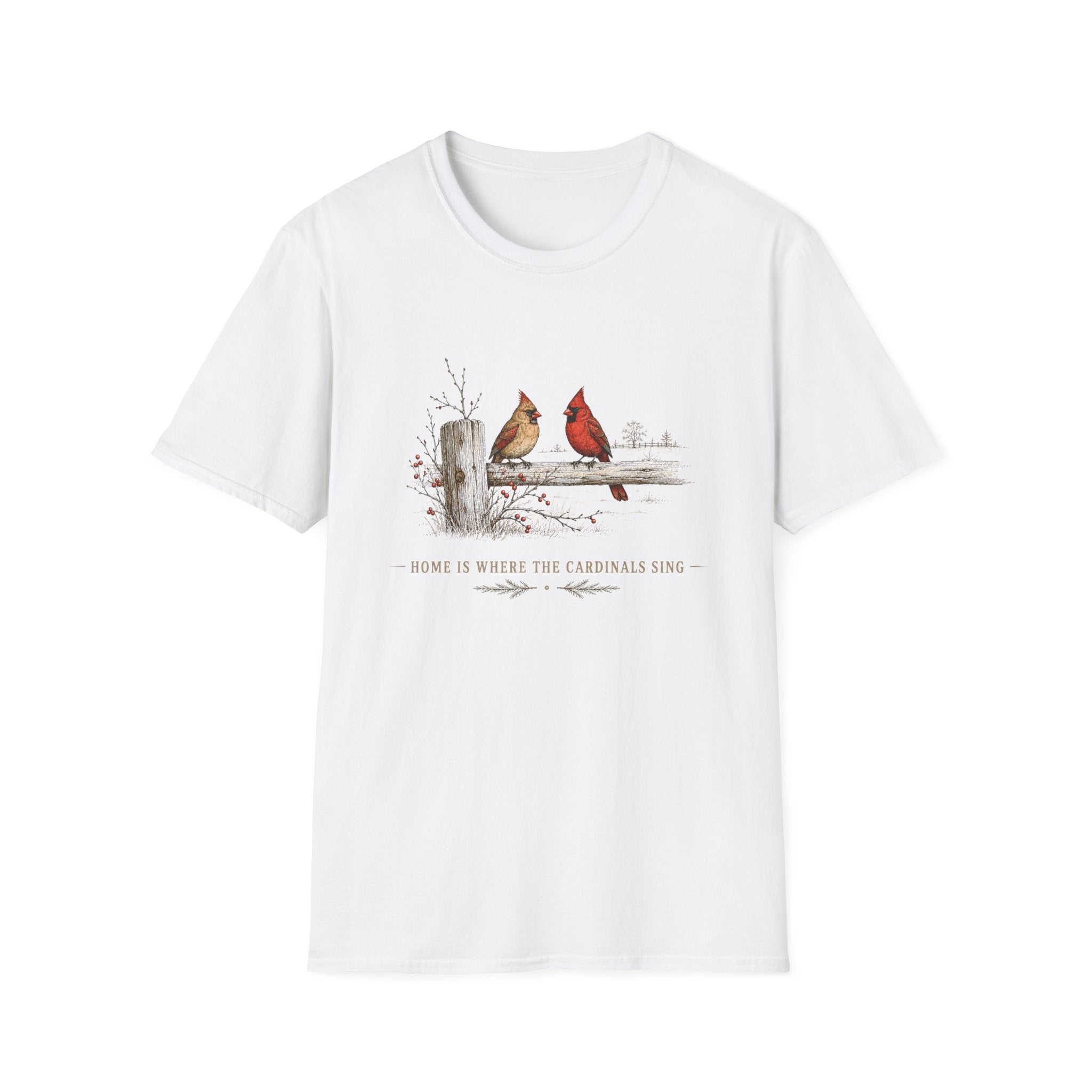 Cardinal Couple T-Shirt — Rustic Red Cardinal Tee