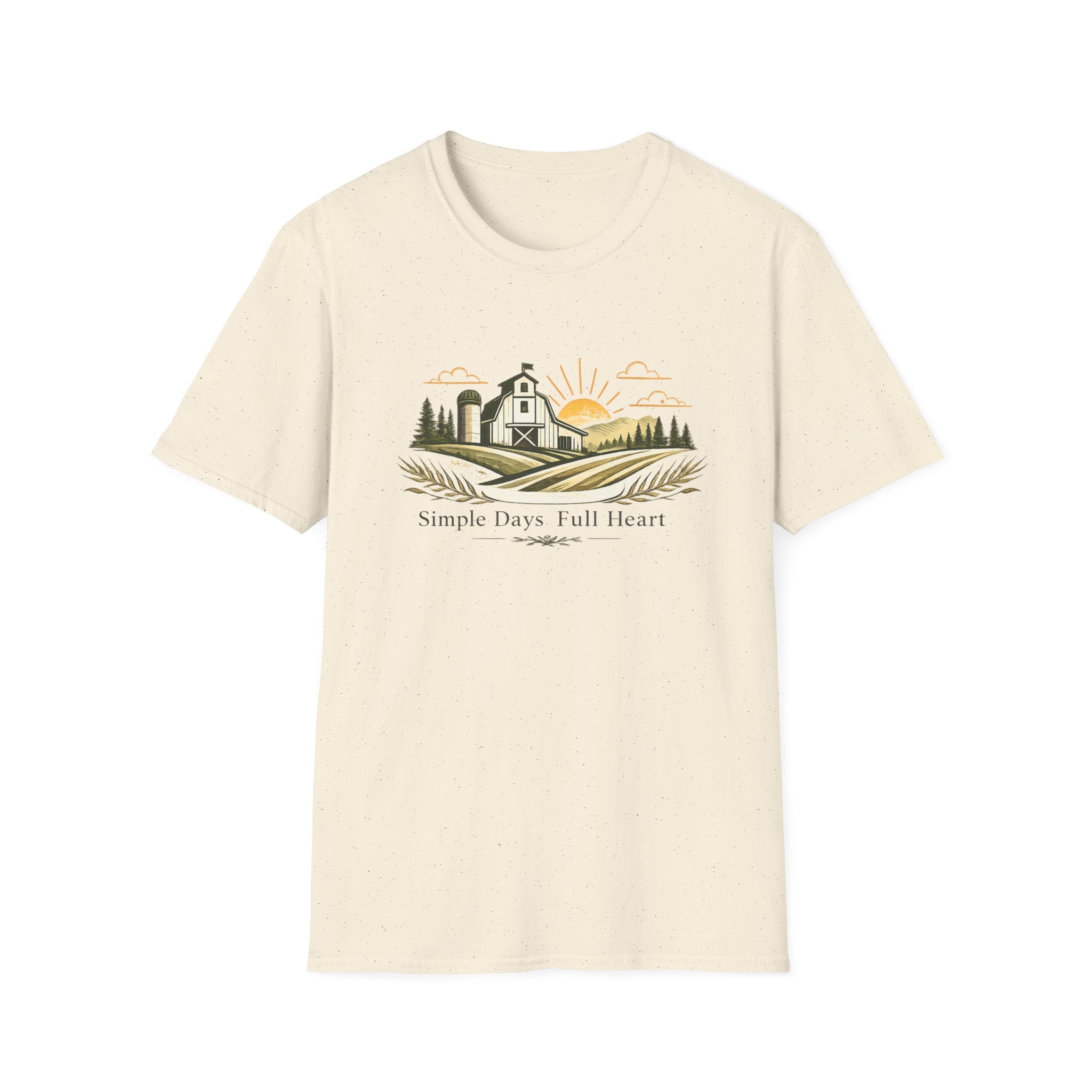 Farmhouse Sunset T-Shirt — "Simple Days Full Heart" Rustic Country Tee