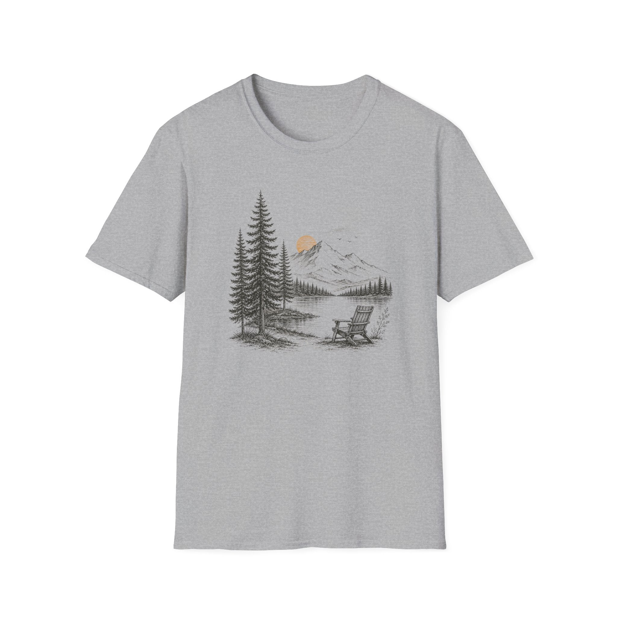 Nature Mountain Tee — Pine Forest Sunset Graphic T-Shirt