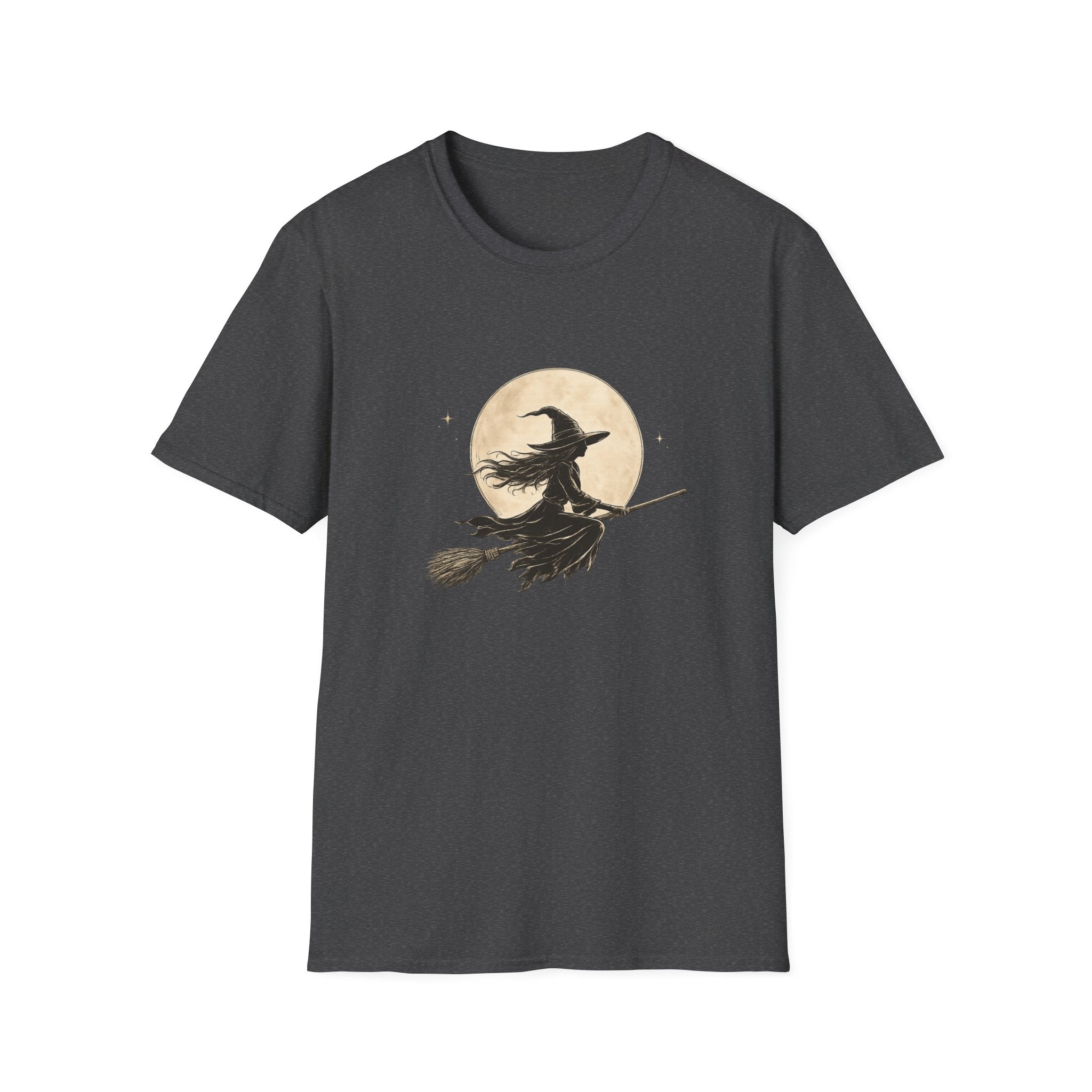 Witch Silhouette T-Shirt — Moonlit Broomstick Halloween Tee
