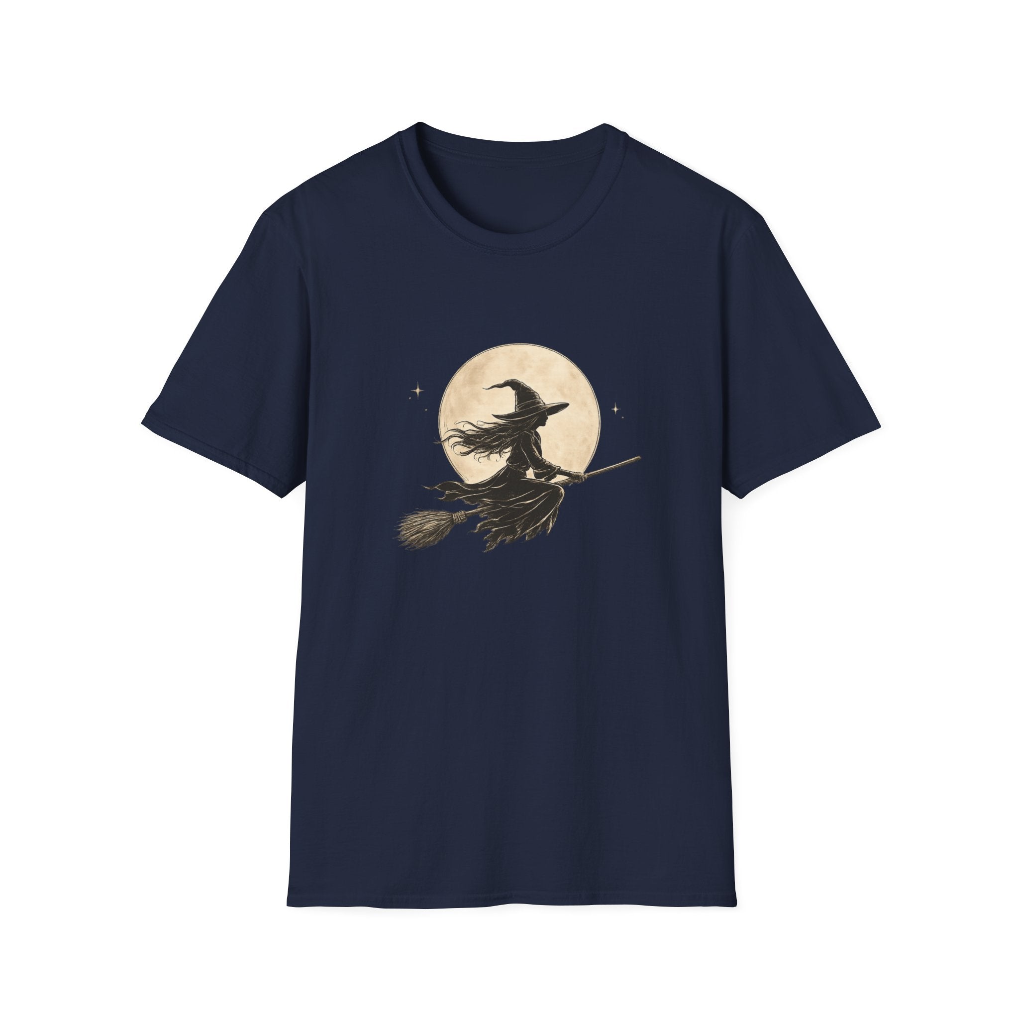 Witch Silhouette T-Shirt — Moonlit Broomstick Halloween Tee
