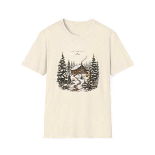 Cabin in the Pines T-Shirt — 'Find Your Quiet' Cozy Winter Graphic Tee