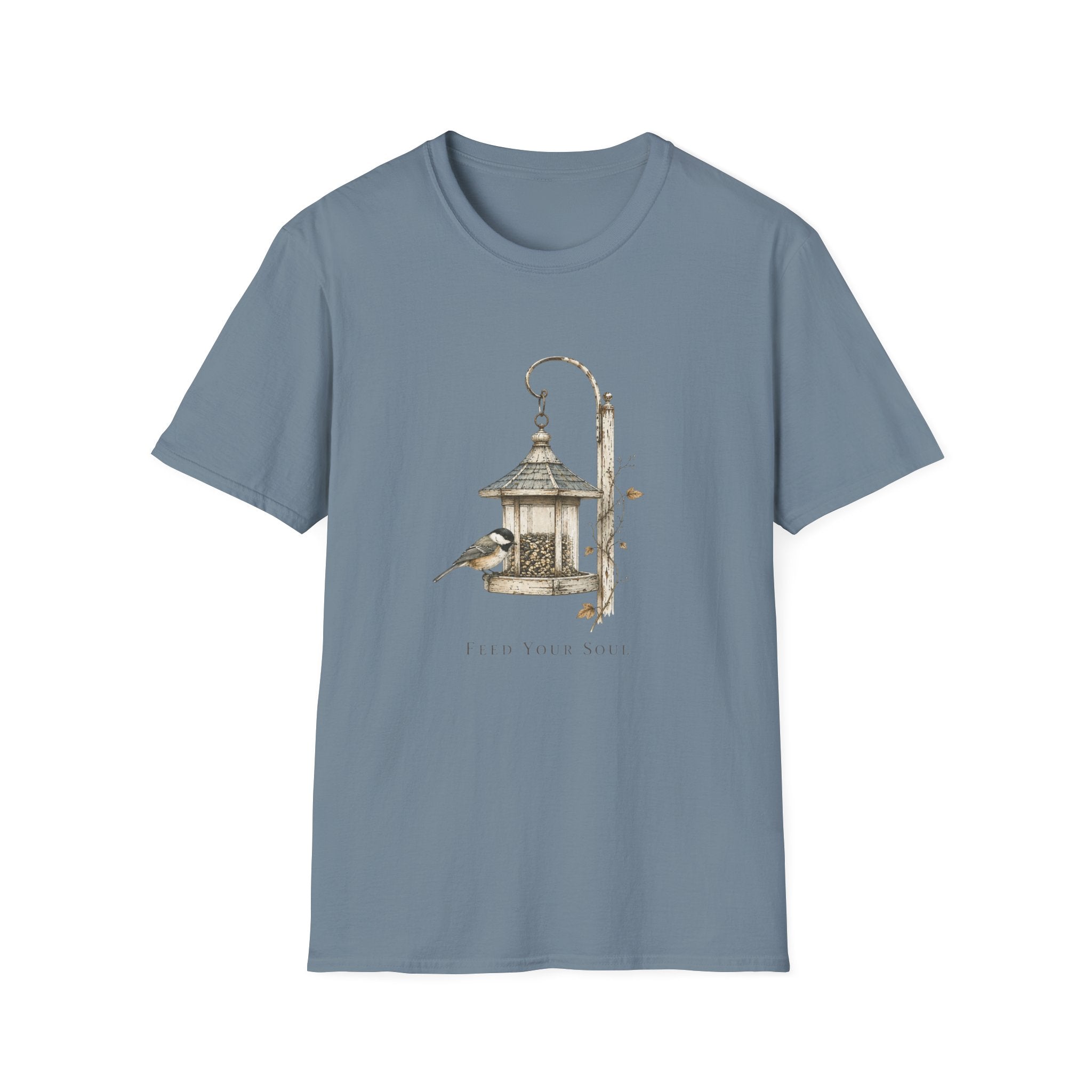 Bird Feeder Illustration T-Shirt — Rustic Garden Birdwatching Tee