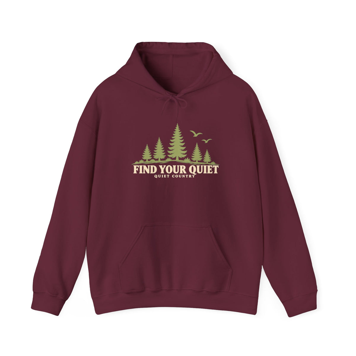 Find Your Quiet Hoodie – Outdoor Nature Pullover with Trees & Birds
