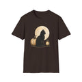 Black Cat Moon T‑Shirt — Halloween Pumpkin & Lantern Graphic Tee