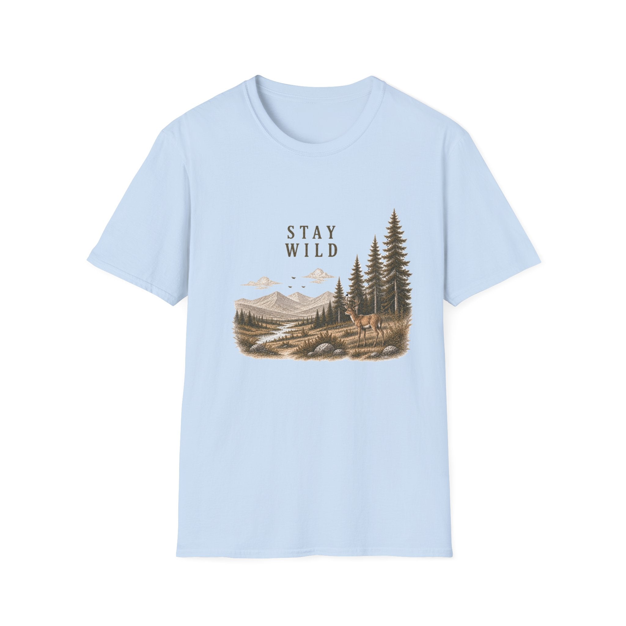 Stay Wild Deer Mountain Tee — Nature Graphic T-Shirt