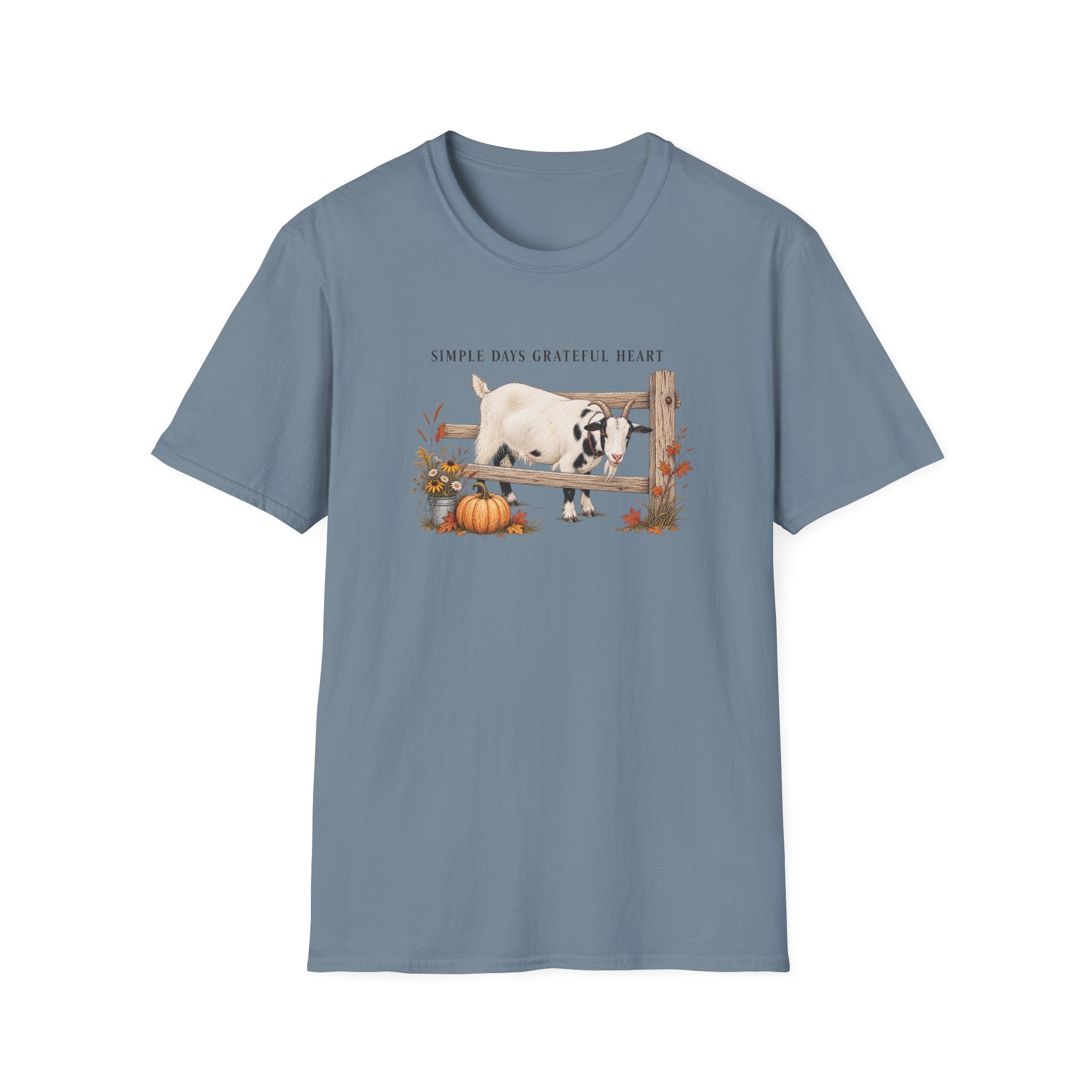 Goat Farm “Simple Days Grateful Heart” T-Shirt — Cozy Farmhouse Fall Tee