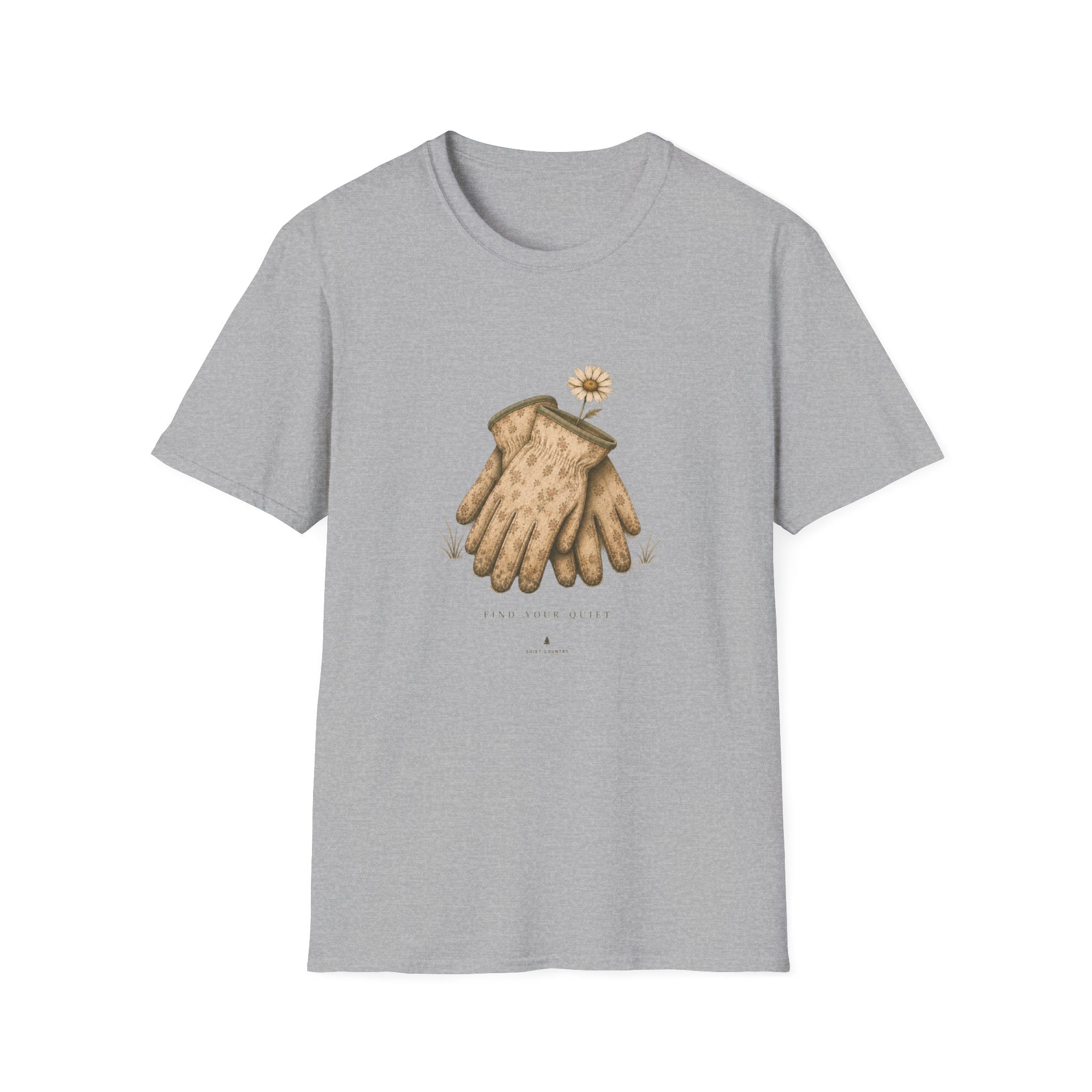 Gardening Gloves T-Shirt — Vintage Glove & Daisy Graphic