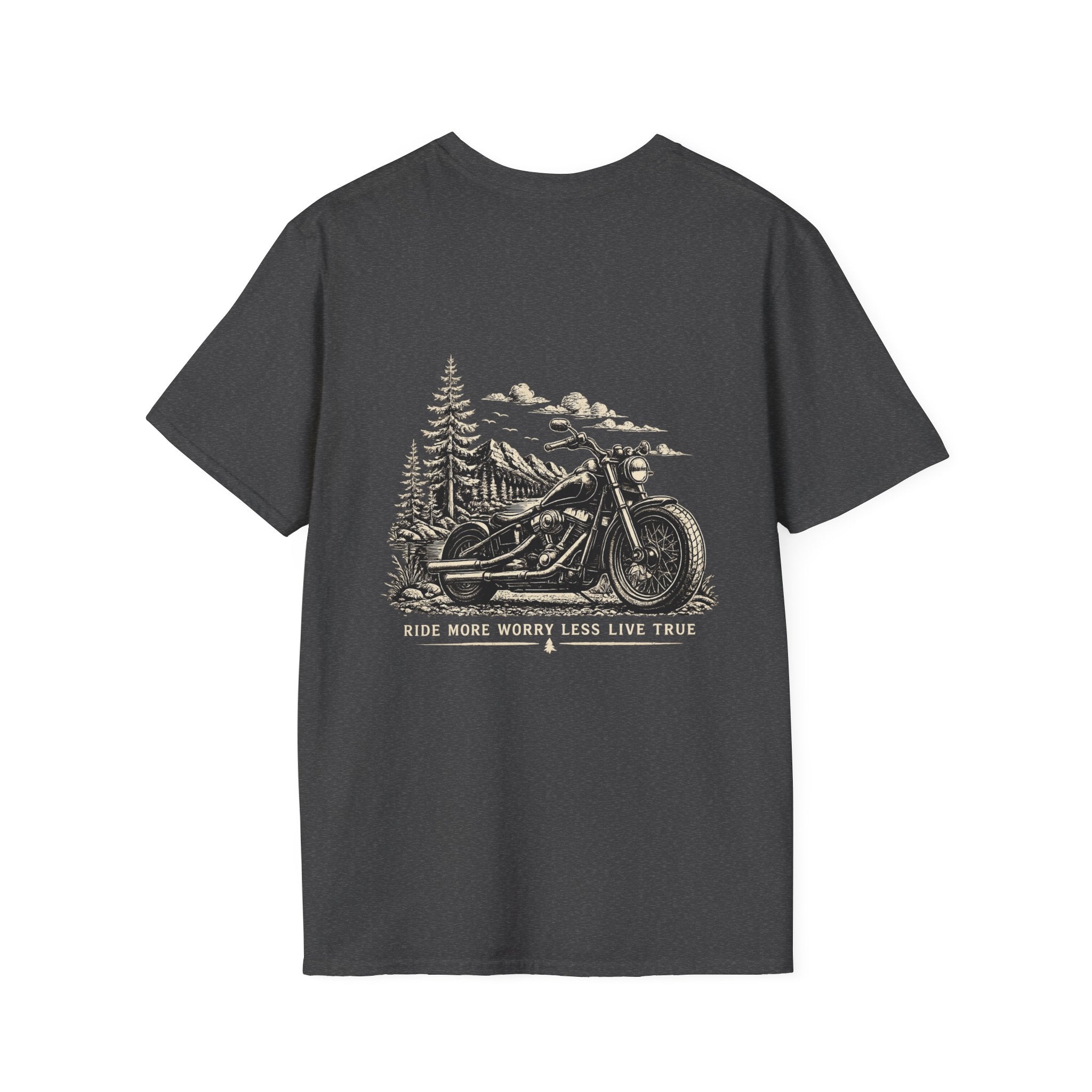 Motorcycle Tee — Classic Black Minimal Everyday T‑Shirt (Back Design)
