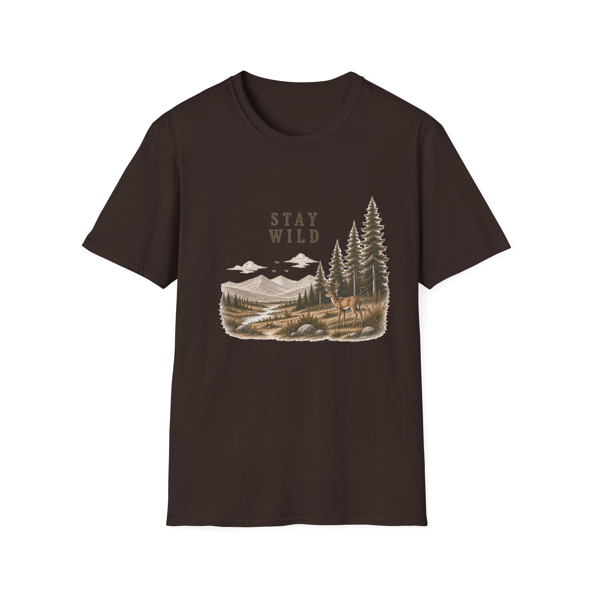 Stay Wild Deer Mountain Tee — Nature Graphic T-Shirt