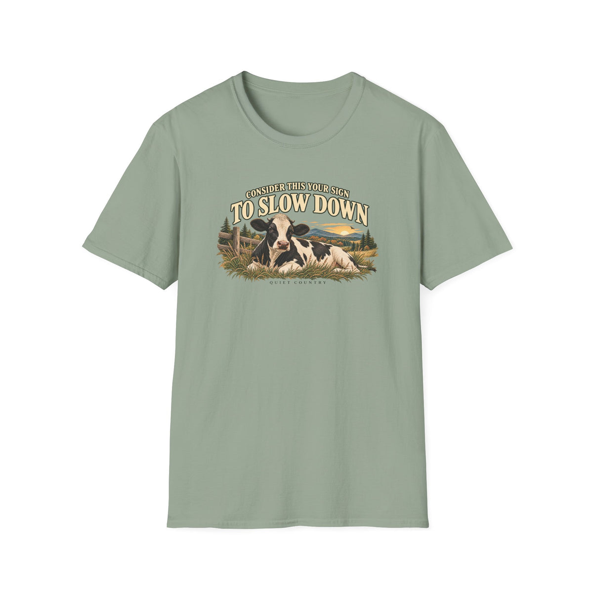 Cow Print Cow T-Shirt – "Some Days You Just Need To Slow Down" Relaxed Farm Tee