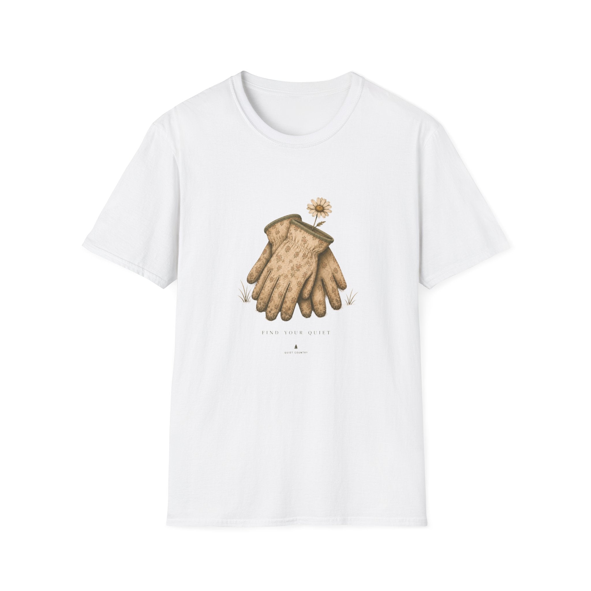 Gardening Gloves T-Shirt — Vintage Glove & Daisy Graphic