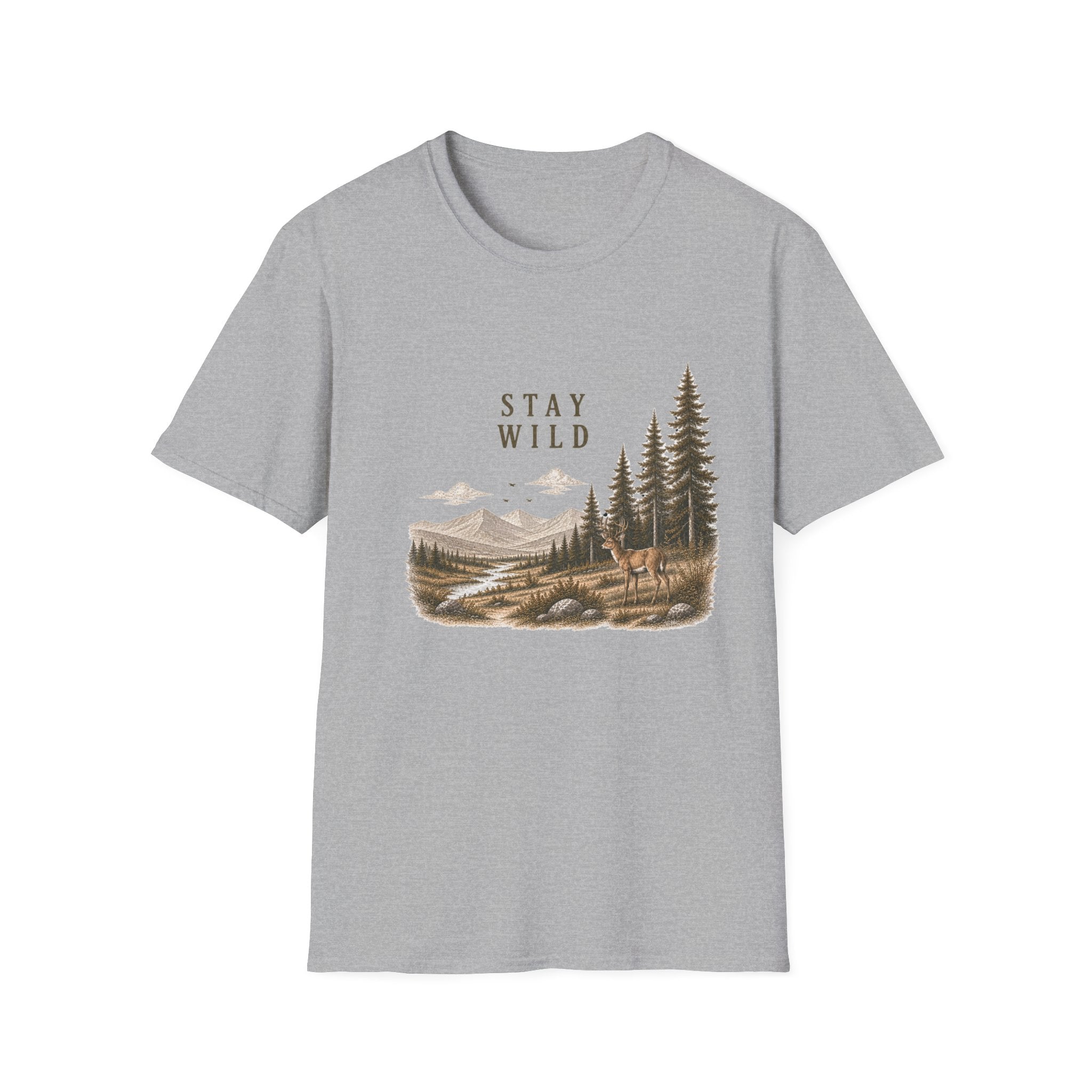 Stay Wild Deer Mountain Tee — Nature Graphic T-Shirt