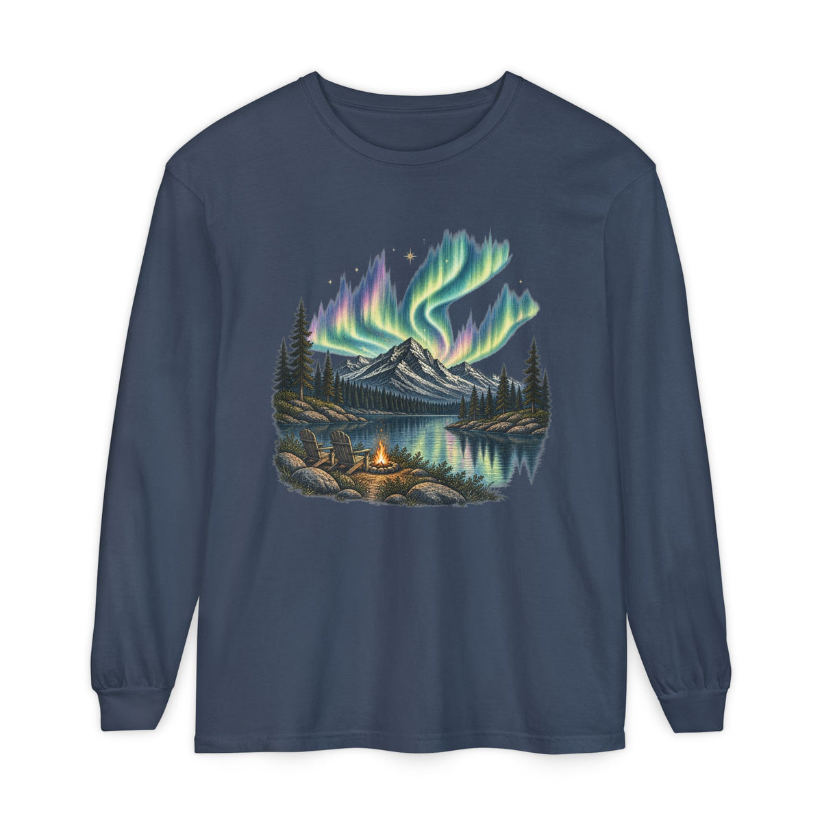 Aurora Night Camping Long Sleeve Tee