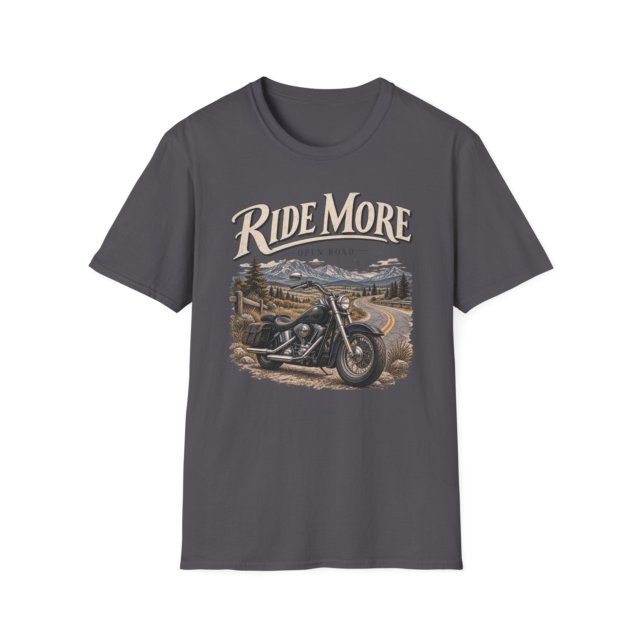 Ride More Motorcycle T‑Shirt — Open Road Scenic Biker Graphic Tee
