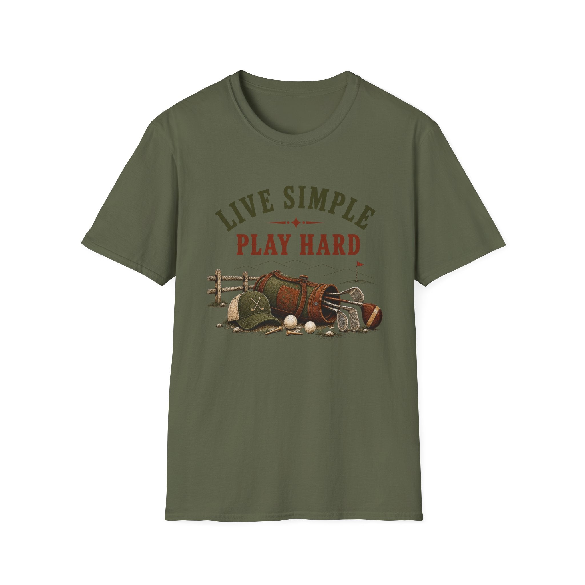 Live Simple Play Hard Golf T-Shirt — Casual Outdoor Golfing Graphic Tee