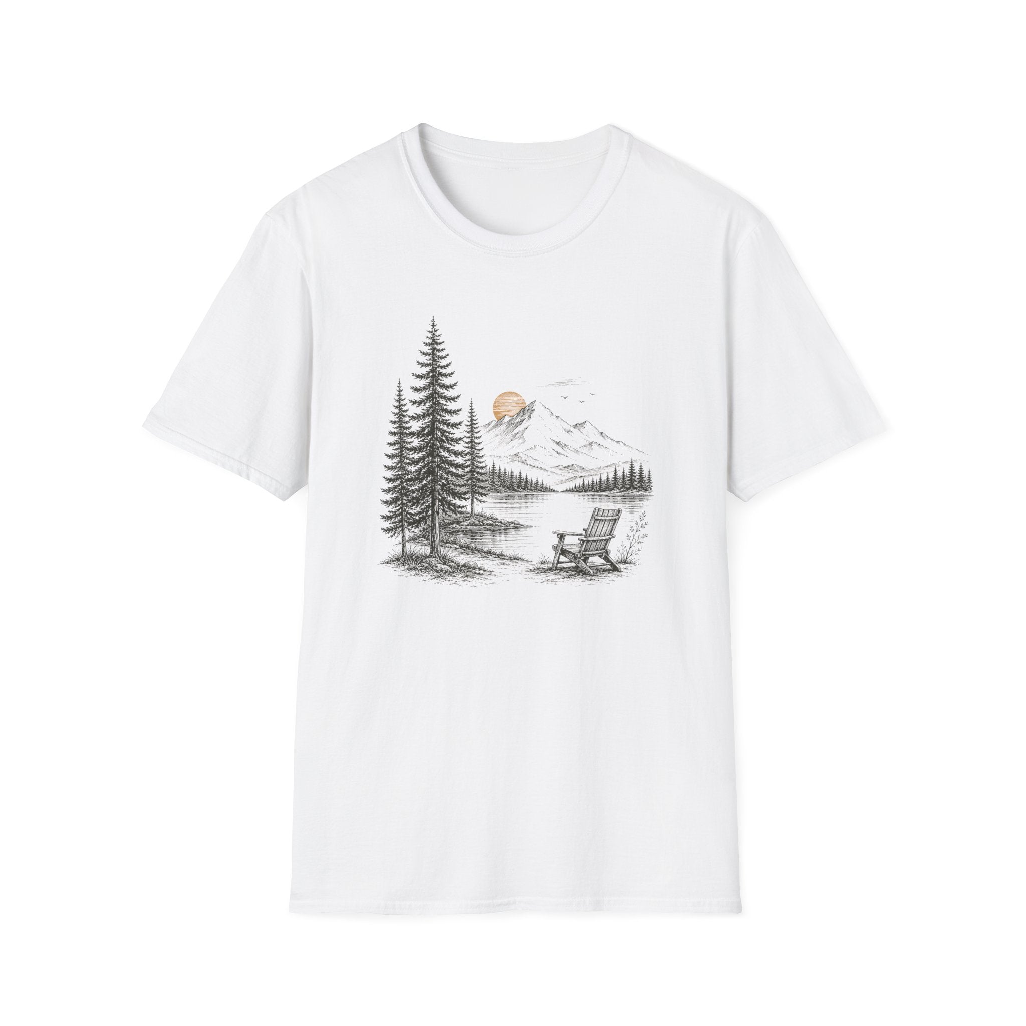 Nature Mountain Tee — Pine Forest Sunset Graphic T-Shirt