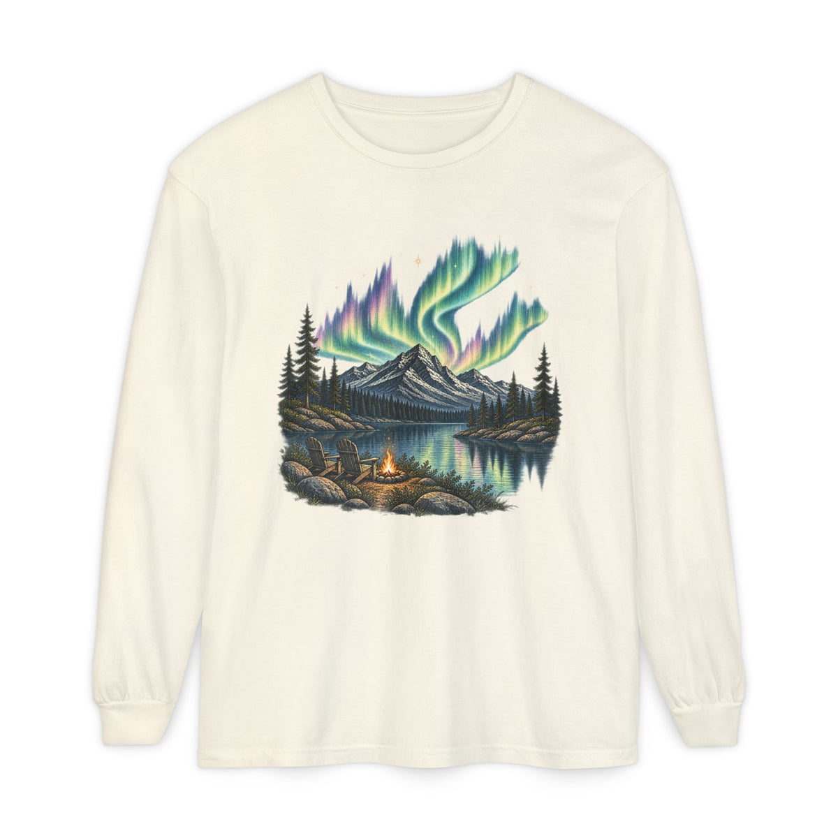 Aurora Night Camping Long Sleeve Tee