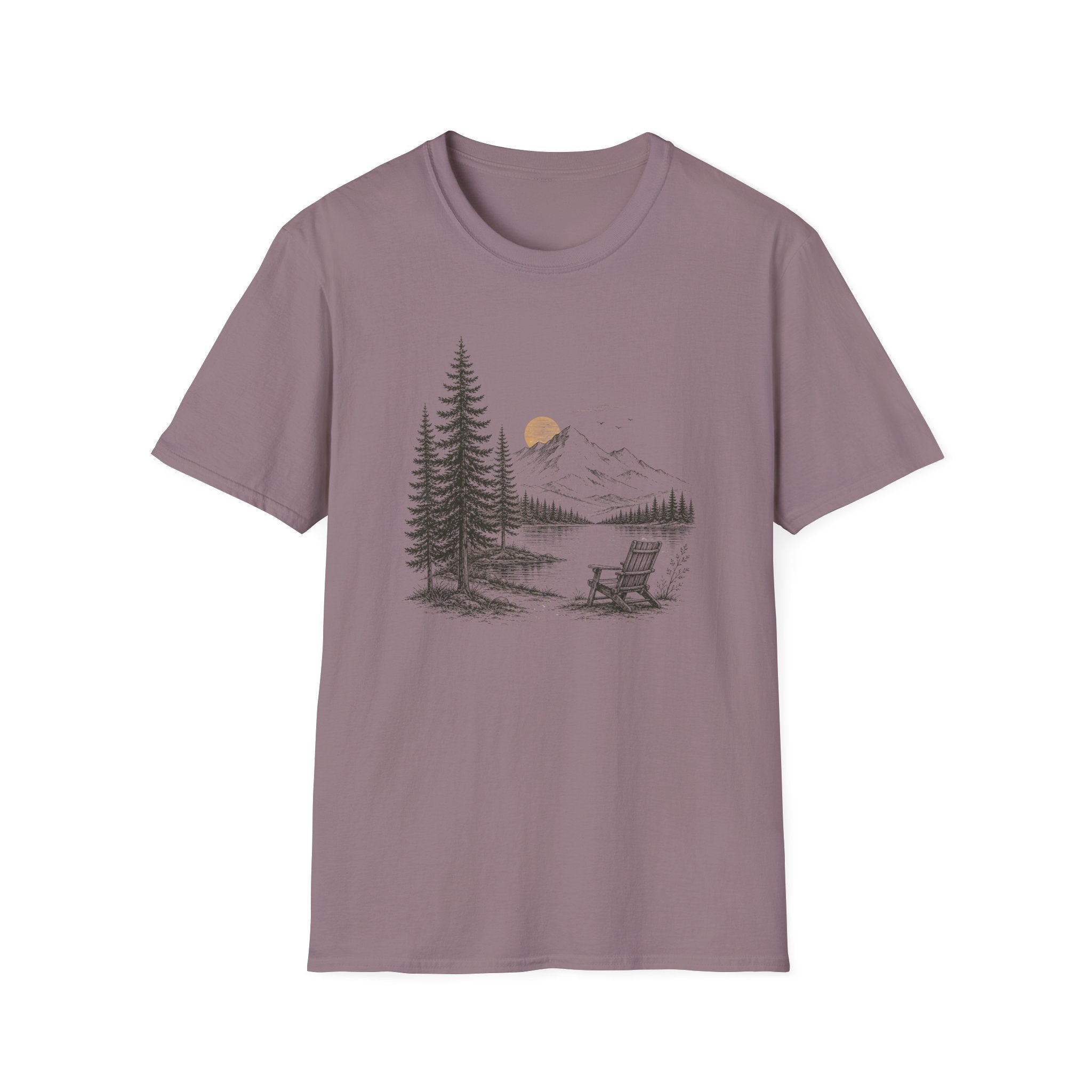 Nature Mountain Tee — Pine Forest Sunset Graphic T-Shirt