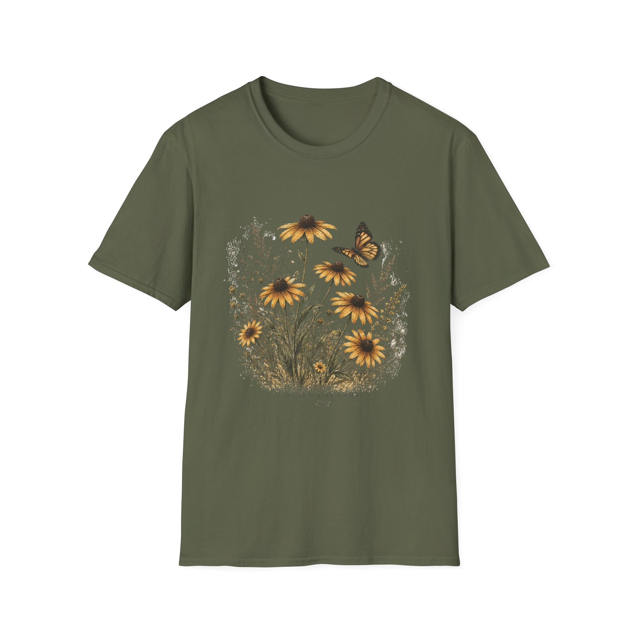 Sunflower & Monarch T-Shirt — Botanical Butterfly Floral Tee