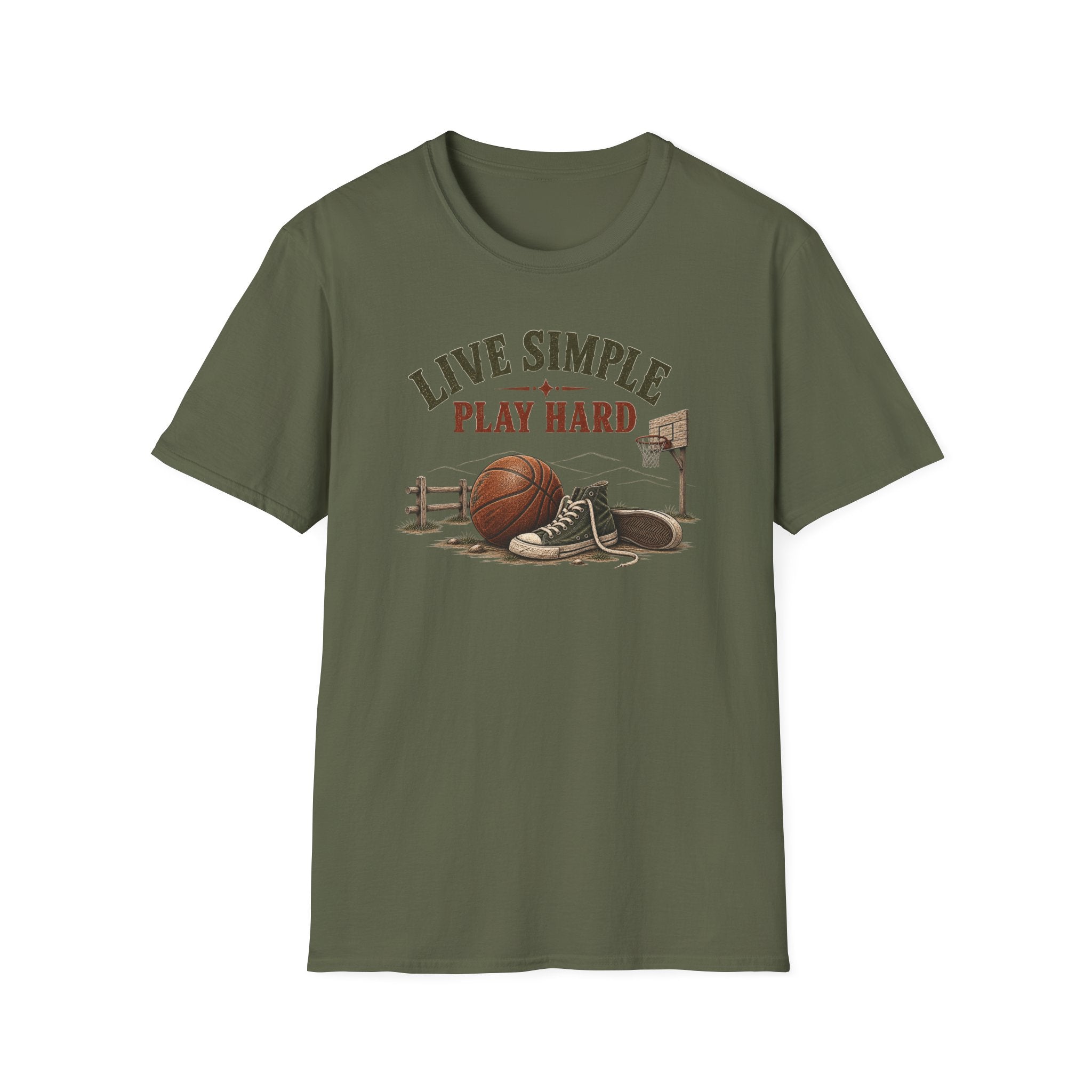 Live Simple Play Hard Basketball T‑Shirt — Casual Sports Tee for Players & Fans