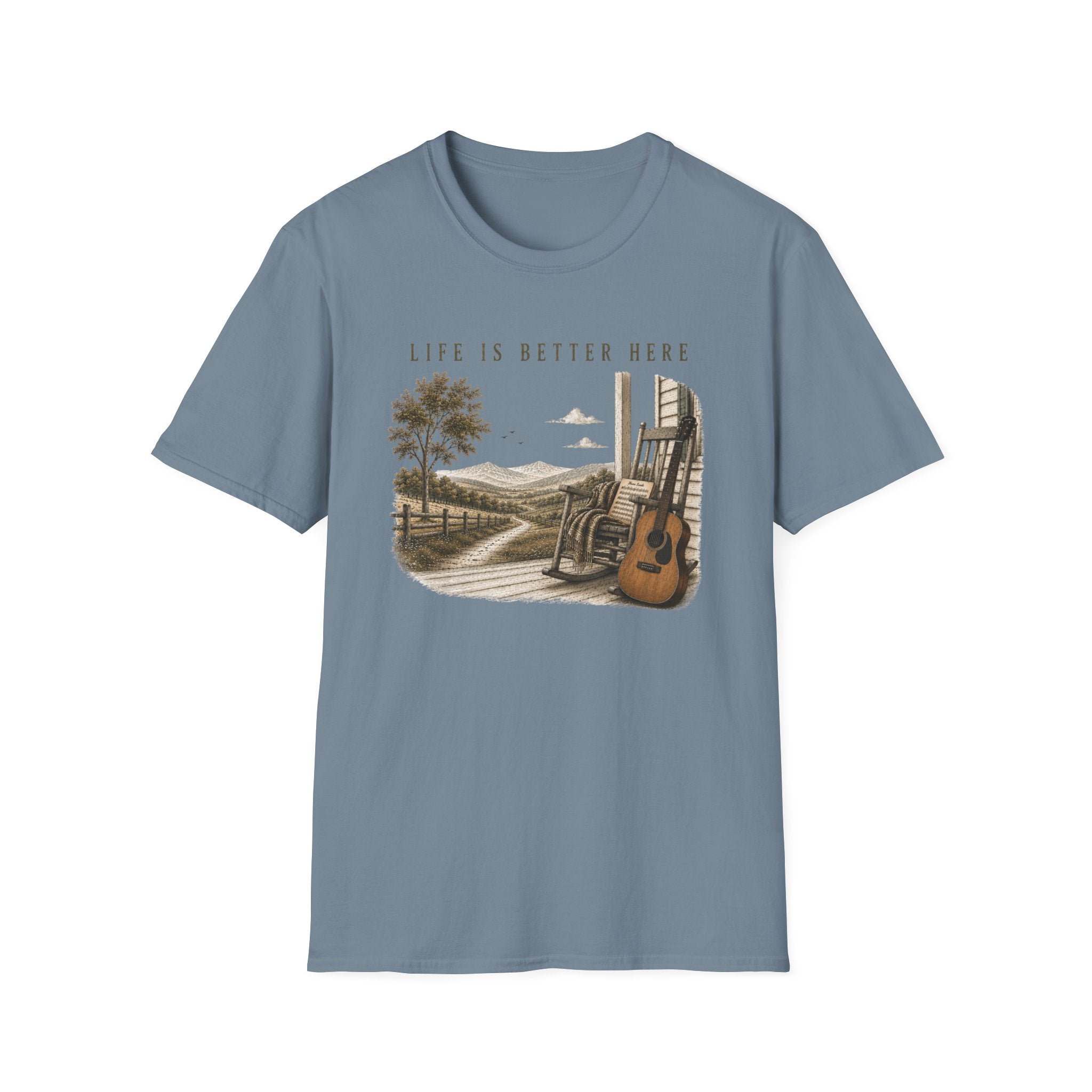 Life Is Better Here Tee — Vintage Country Guitar T‑Shirt