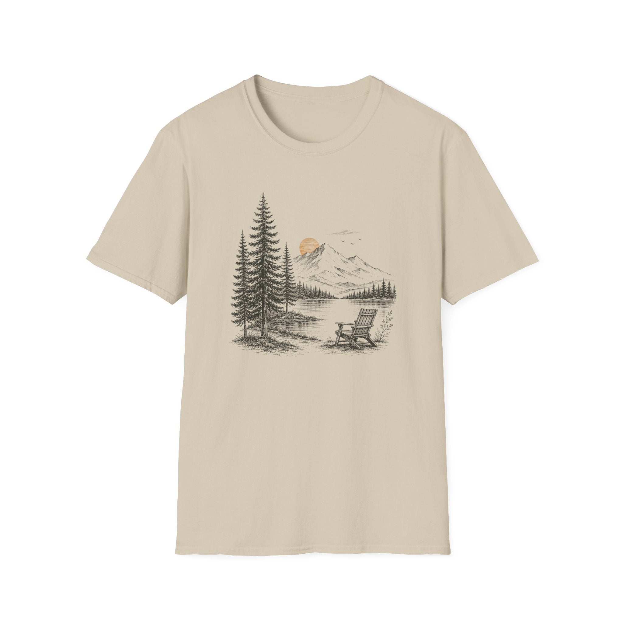 Nature Mountain Tee — Pine Forest Sunset Graphic T-Shirt