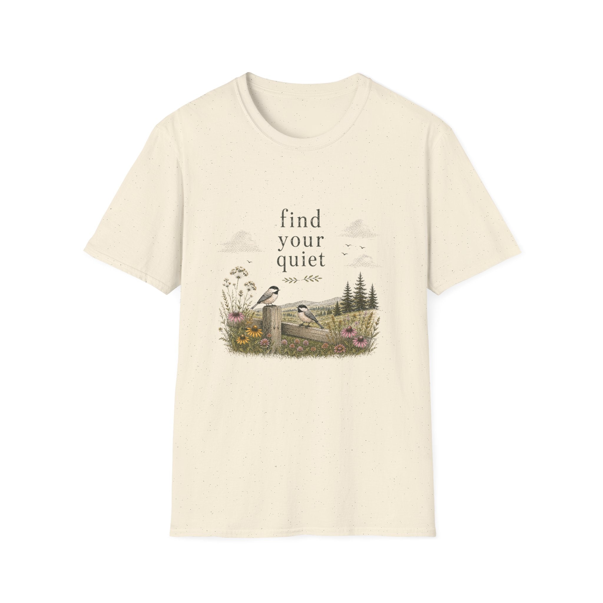 Find Your Quiet Bird T-Shirt — Nature Scene Relaxation Tee