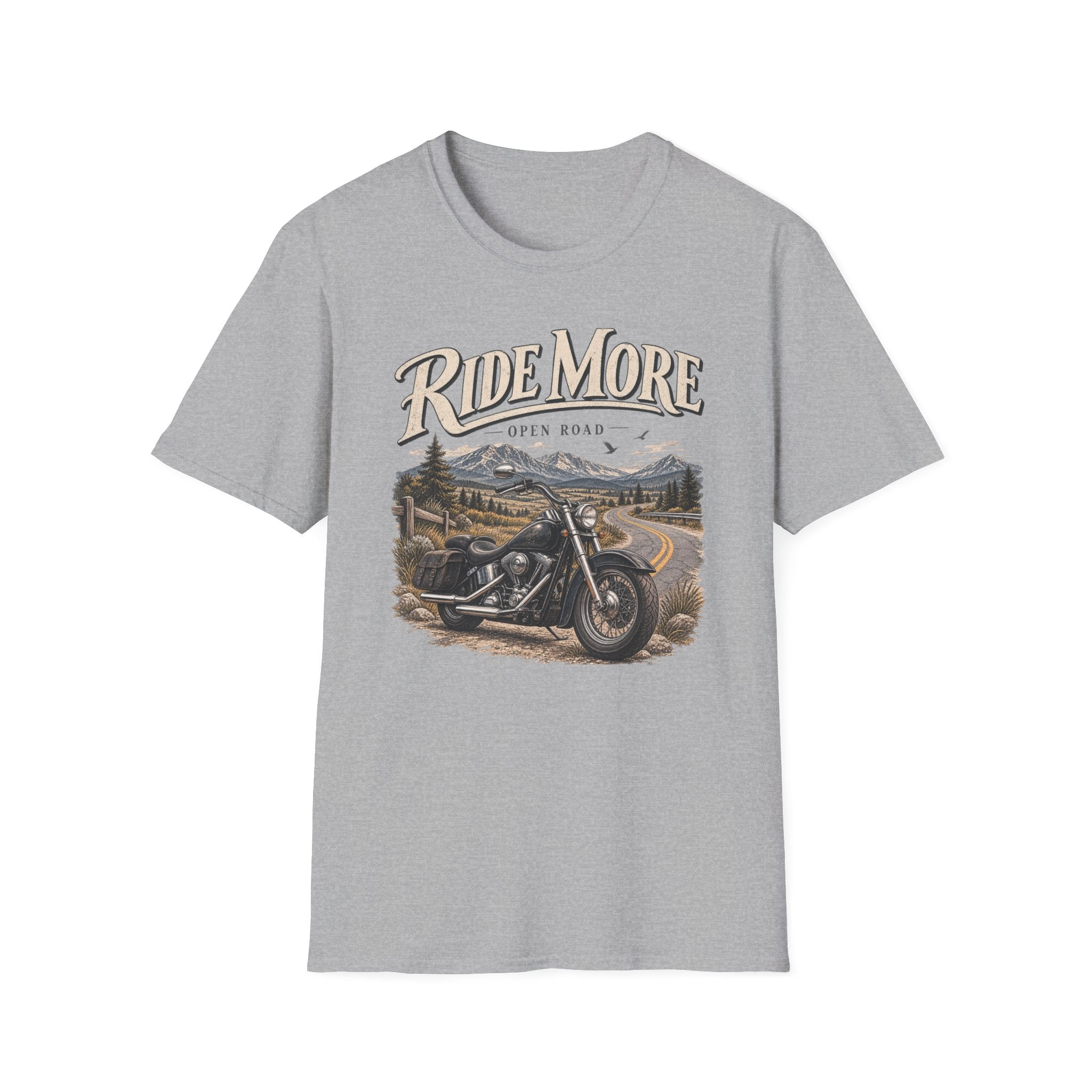 Ride More Motorcycle T‑Shirt — Open Road Scenic Biker Graphic Tee