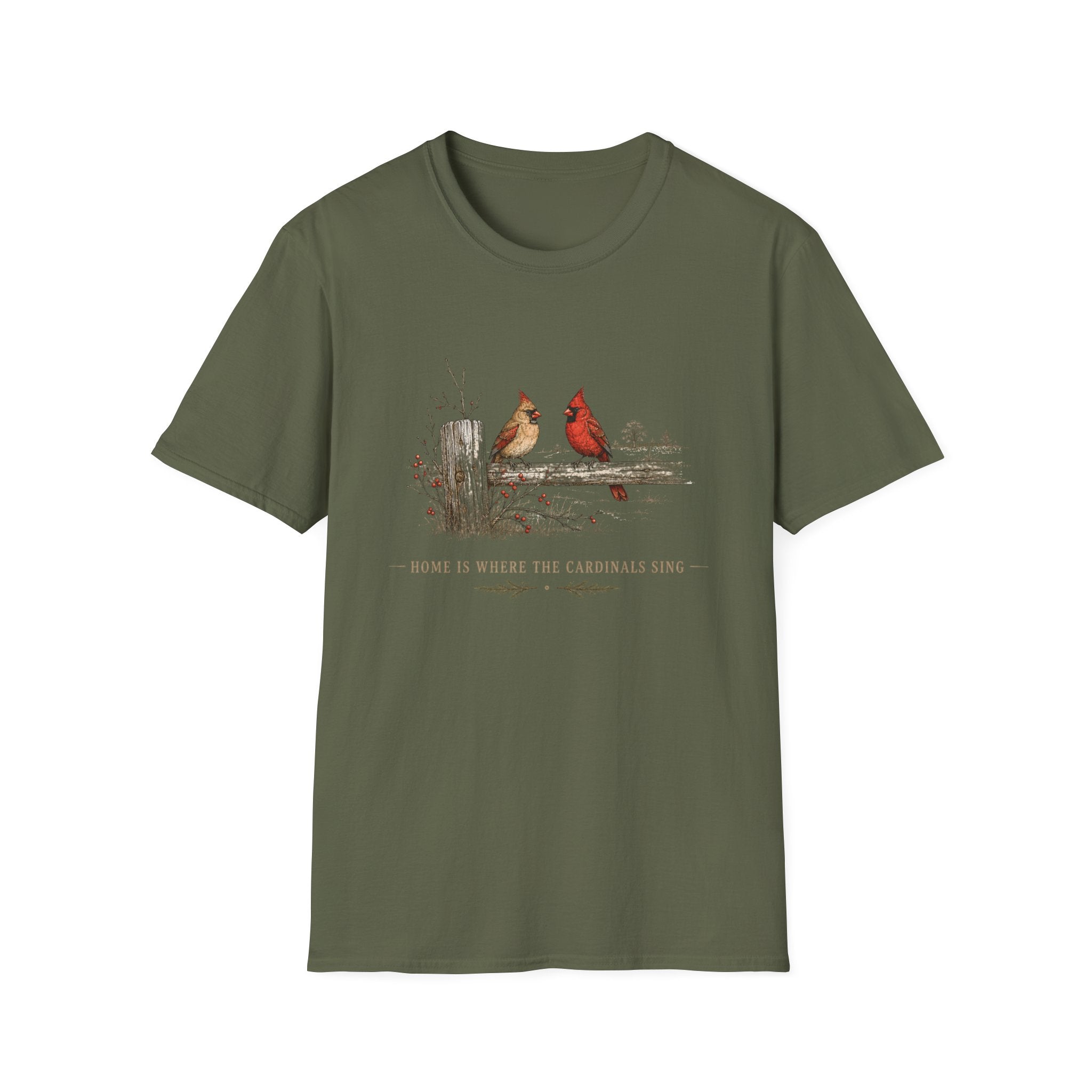 Cardinal Couple T-Shirt — Rustic Red Cardinal Tee