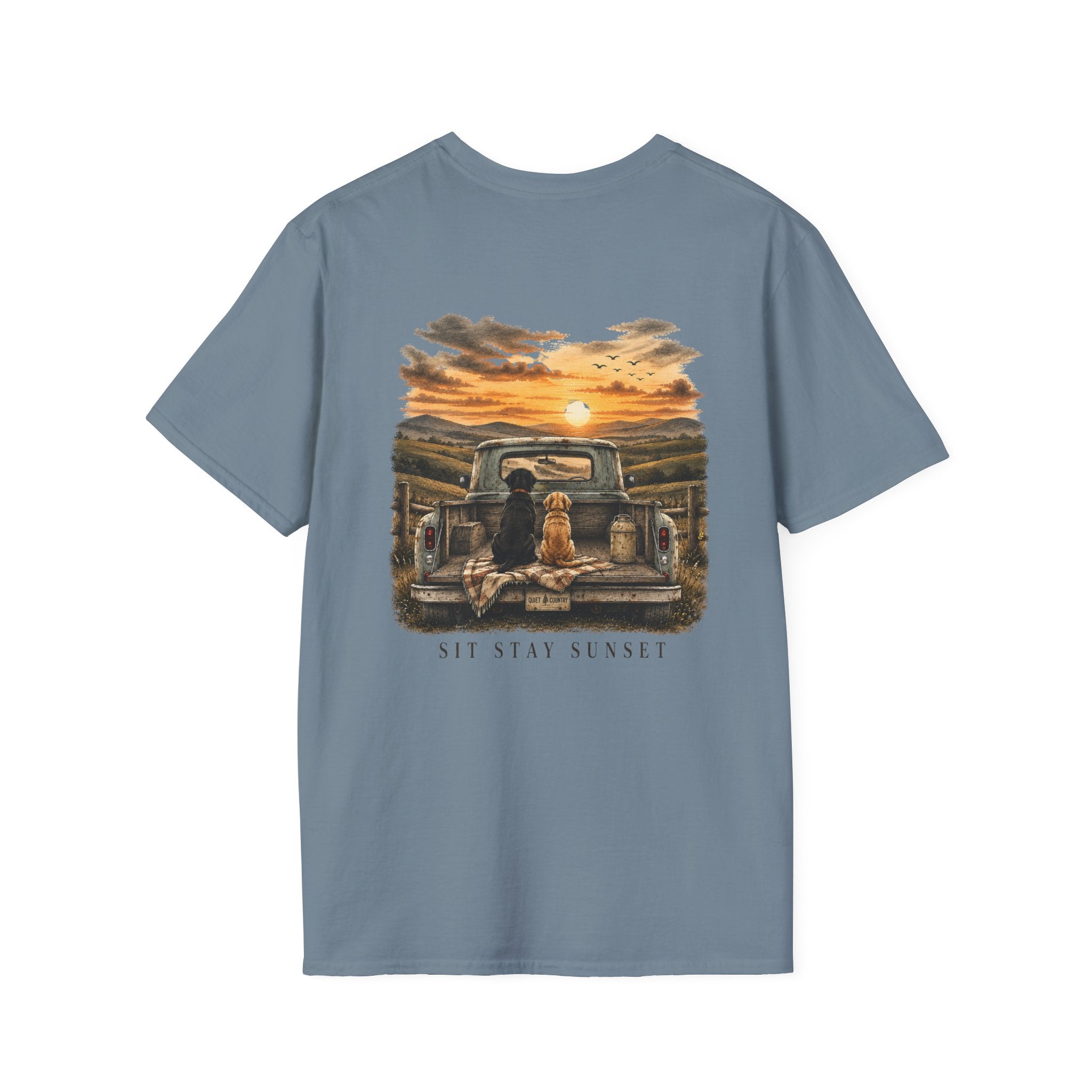 Sit Stay Sunset— Dogs Casual Tee