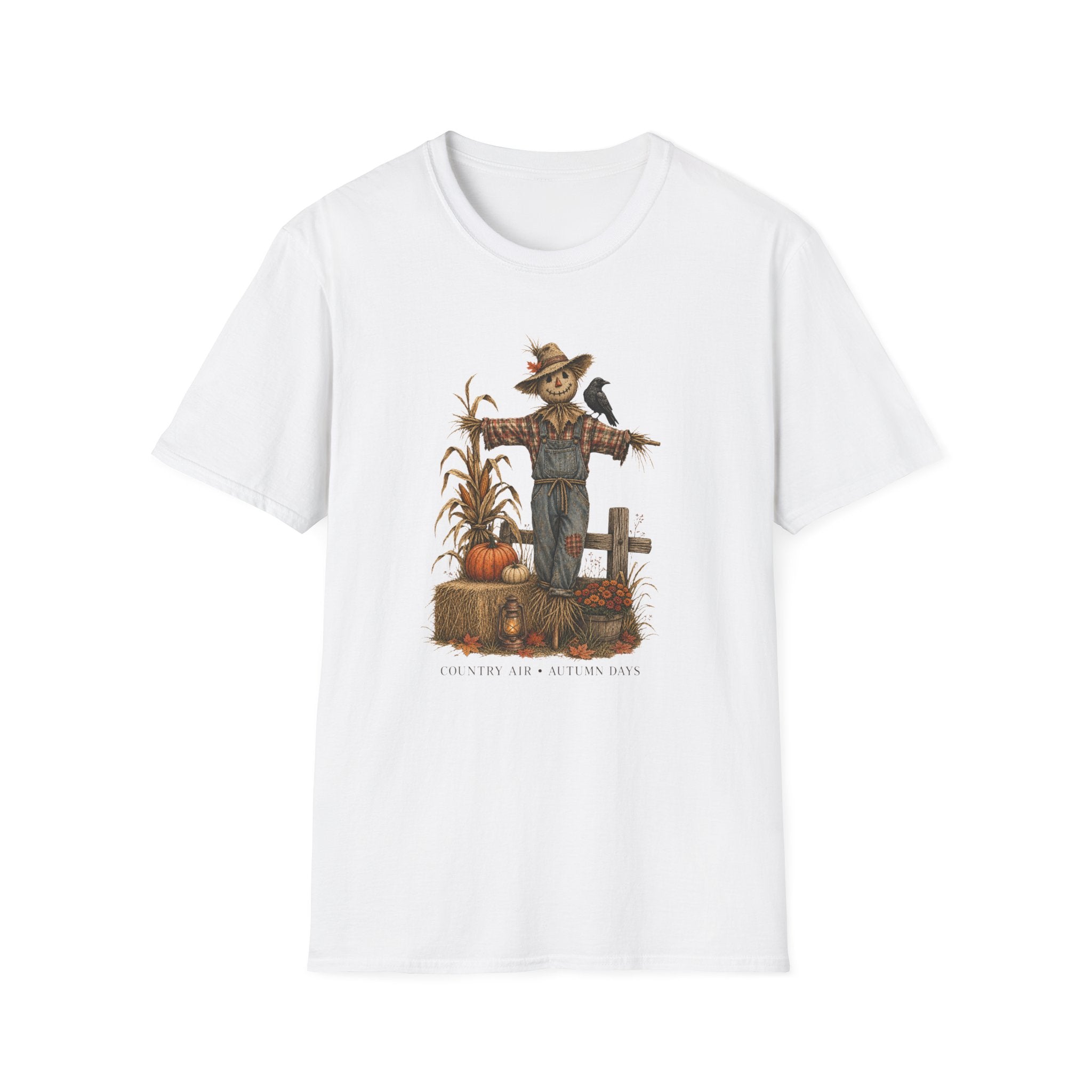 Scarecrow Harvest T-Shirt — Autumn Pumpkin Farm Fall Tee