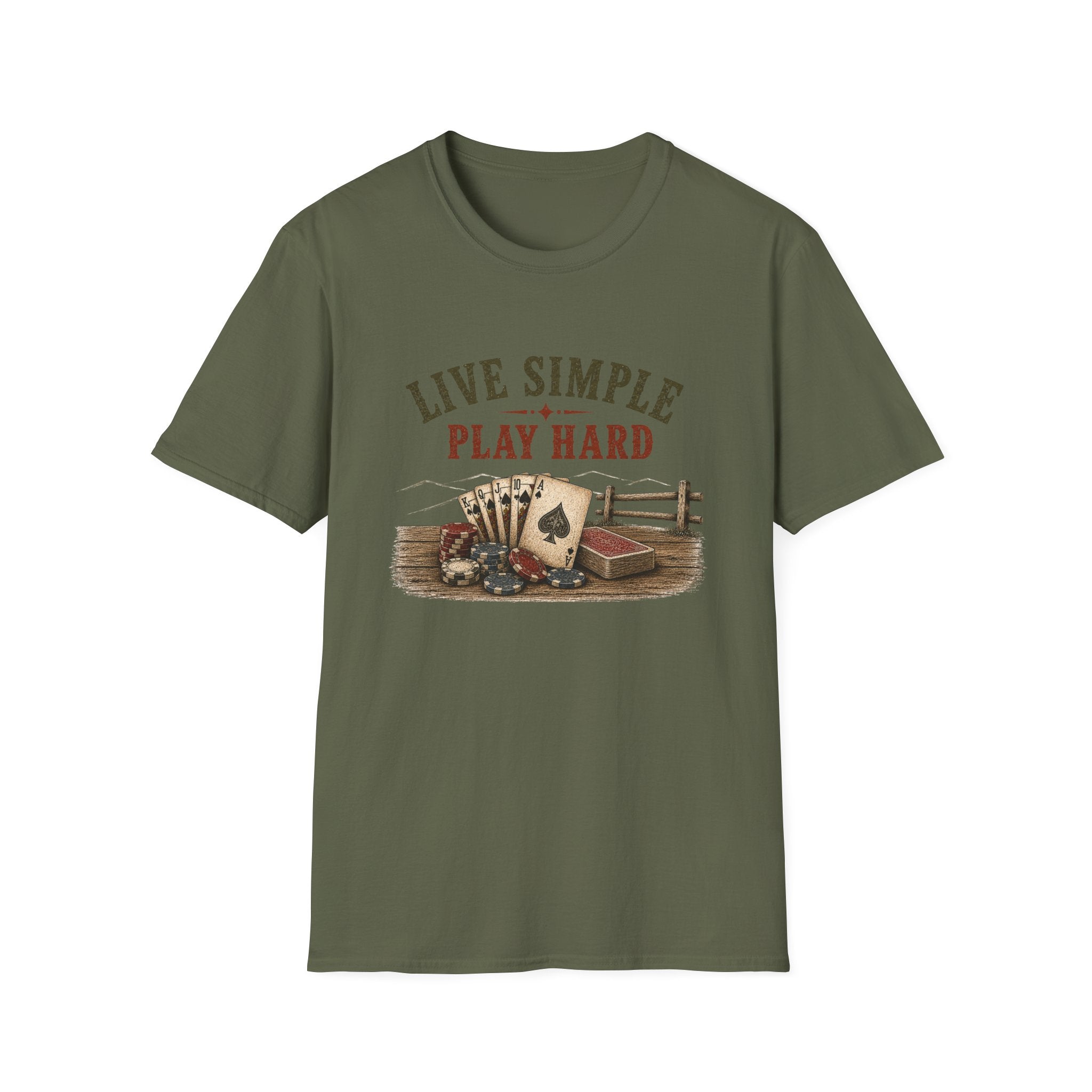 Live Simple Play Hard T-Shirt — Vintage Poker & Ranch Graphic Tee